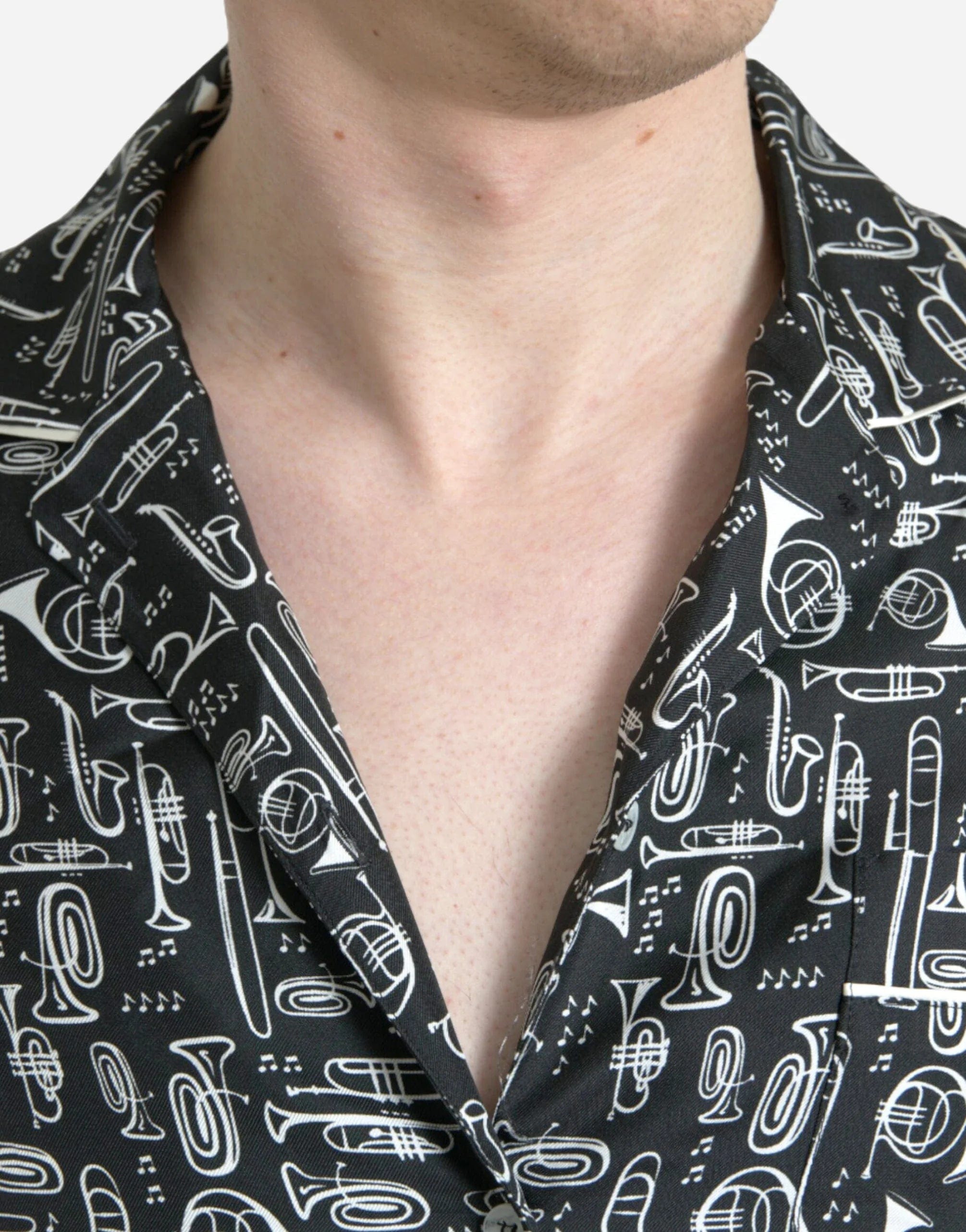 Dolce & Gabbana Trumpet Print Collared Shirt