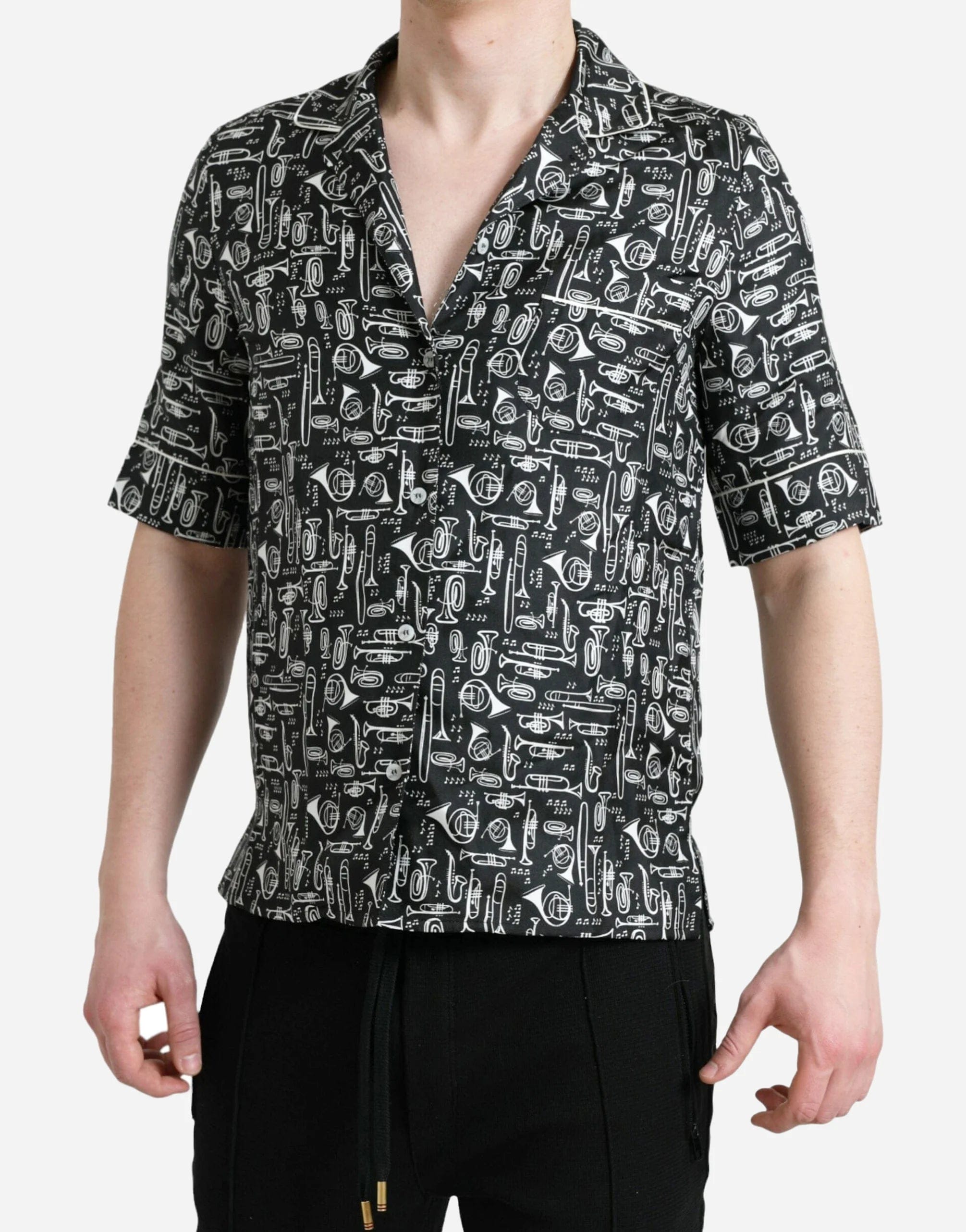 Dolce & Gabbana Trumpet Print Collared Shirt