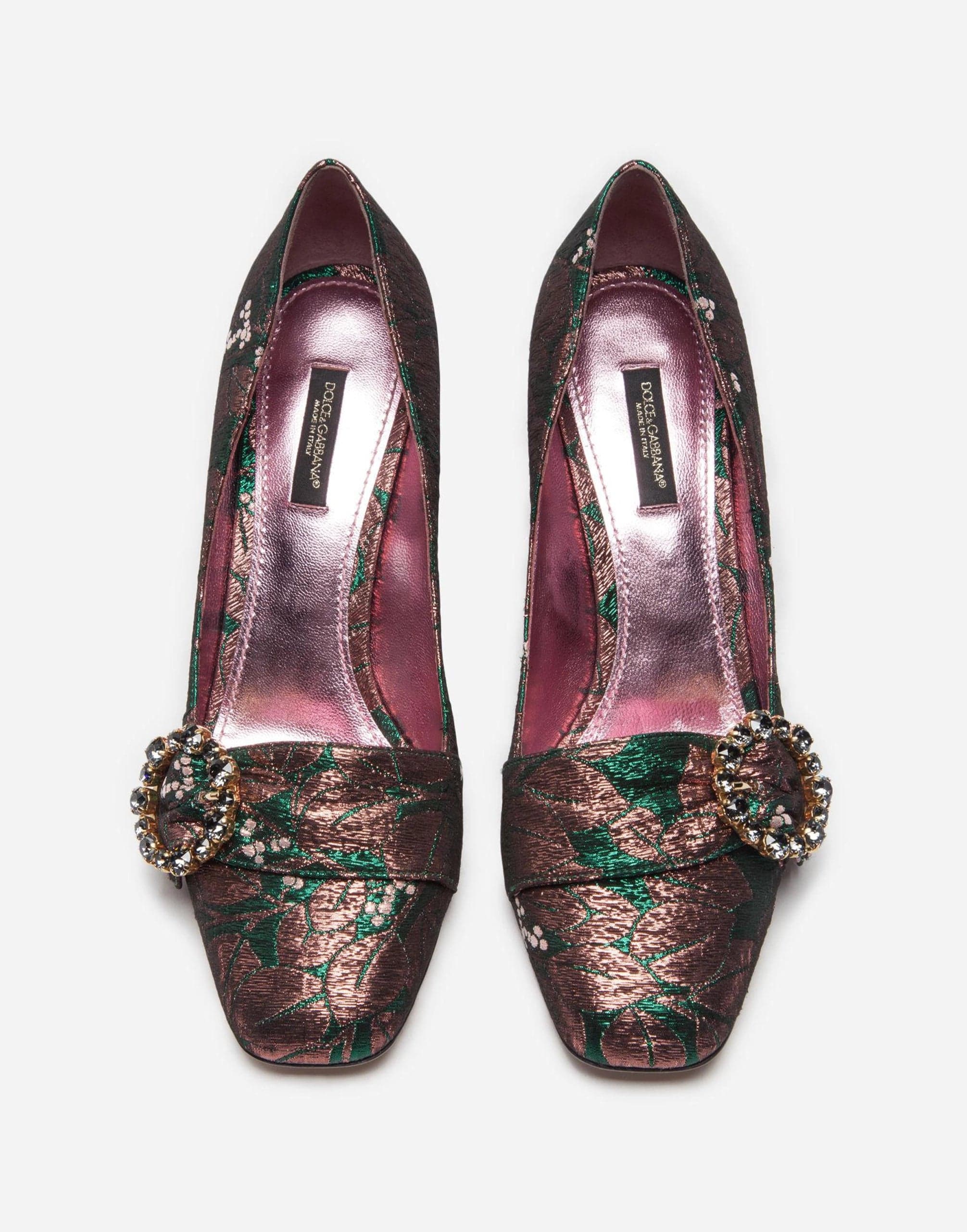 Dolce & Gabbana Multicolor Floral Jacquard Crystal Heels Pumps Shoes