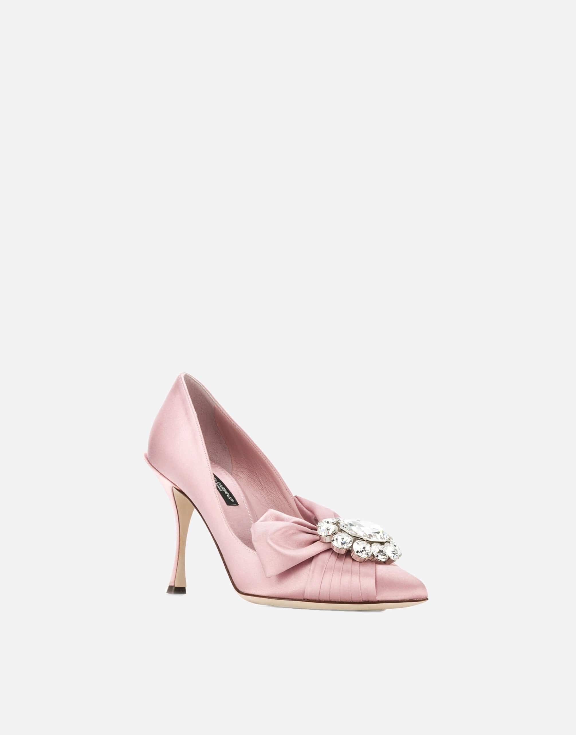 Dolce & Gabbana Pink Satin Crystal High Heels Pumps Shoes