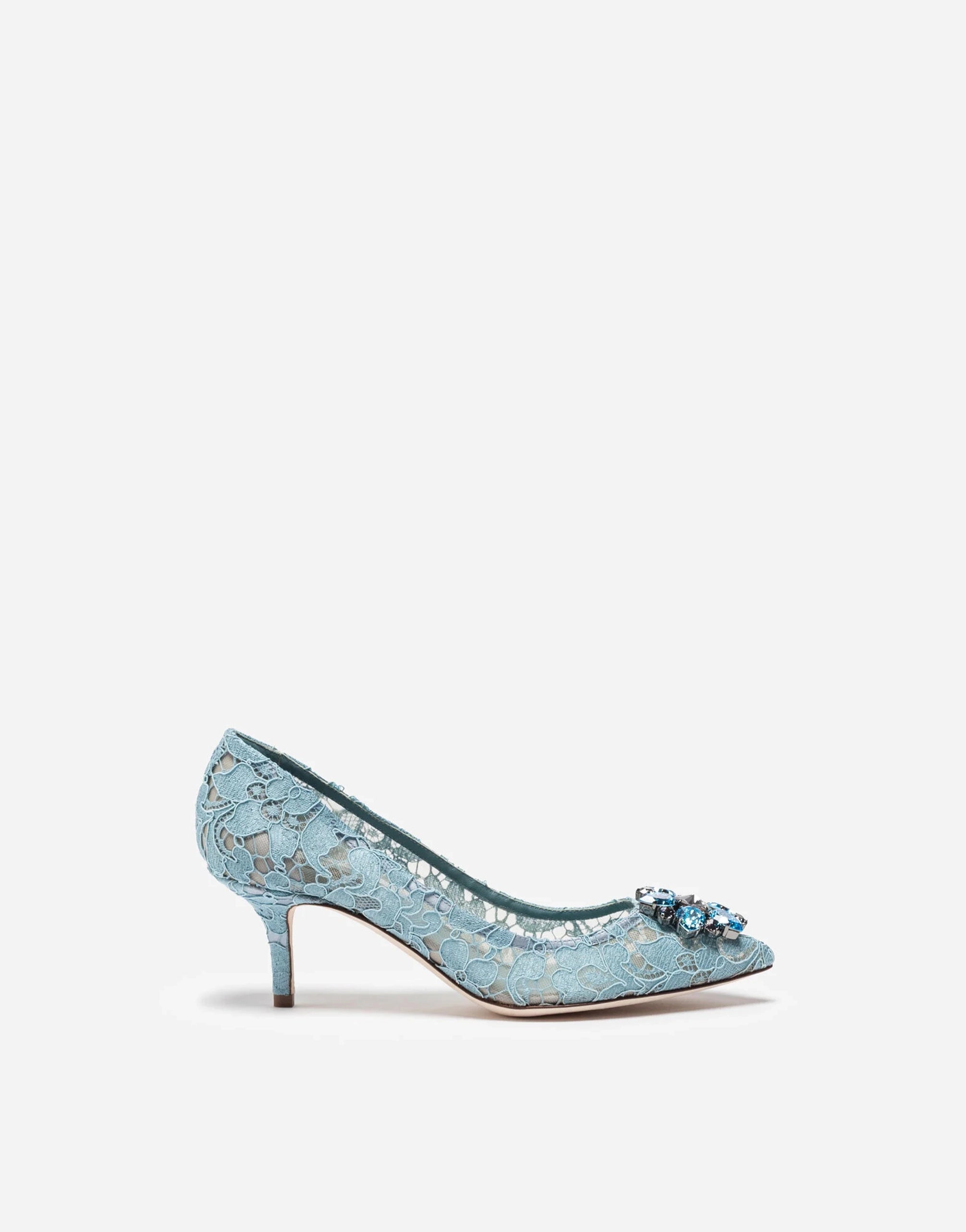 Blue Taormina Lace Crystal Heel Pumps schoenen