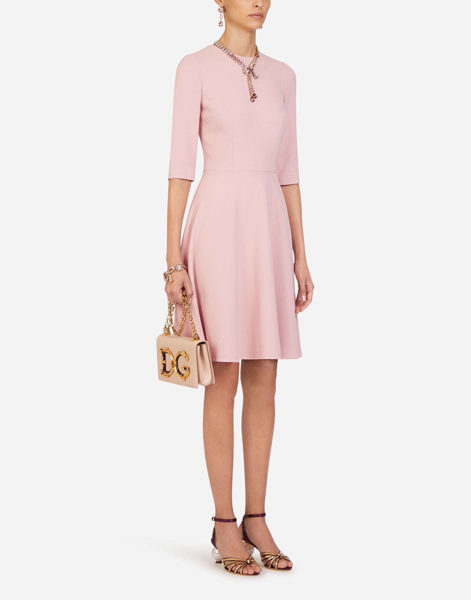 Cady Long-Sleeved Fabric Midi Dress