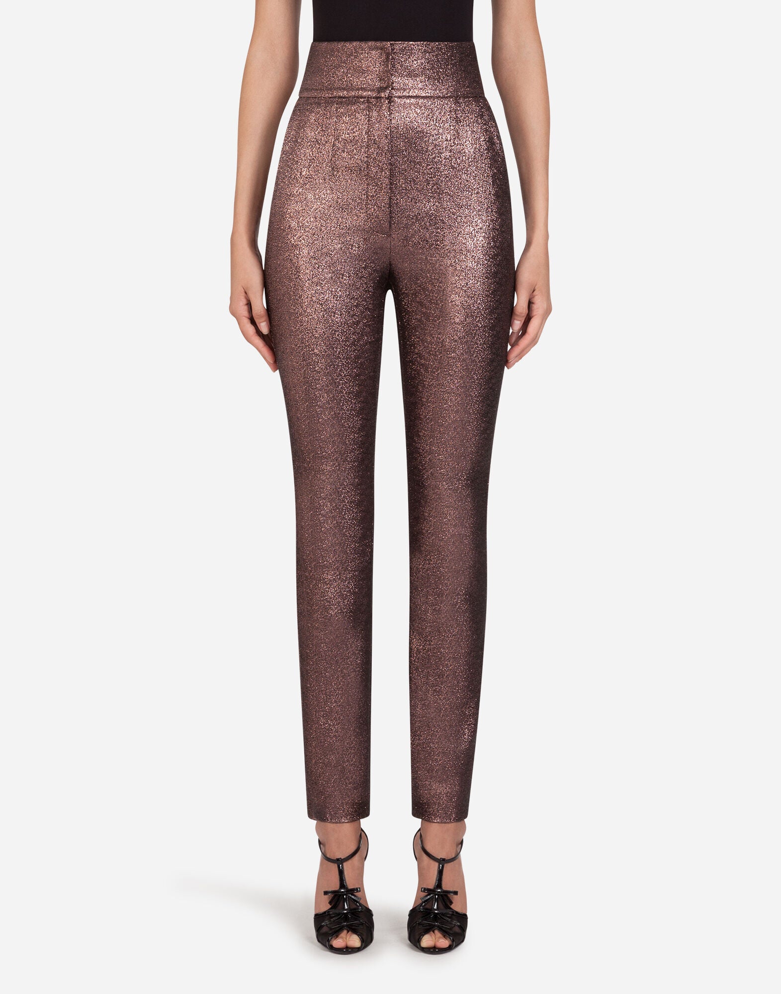 Dolce & Gabbana Metallic Lamé High-Waisted Trousers detail view