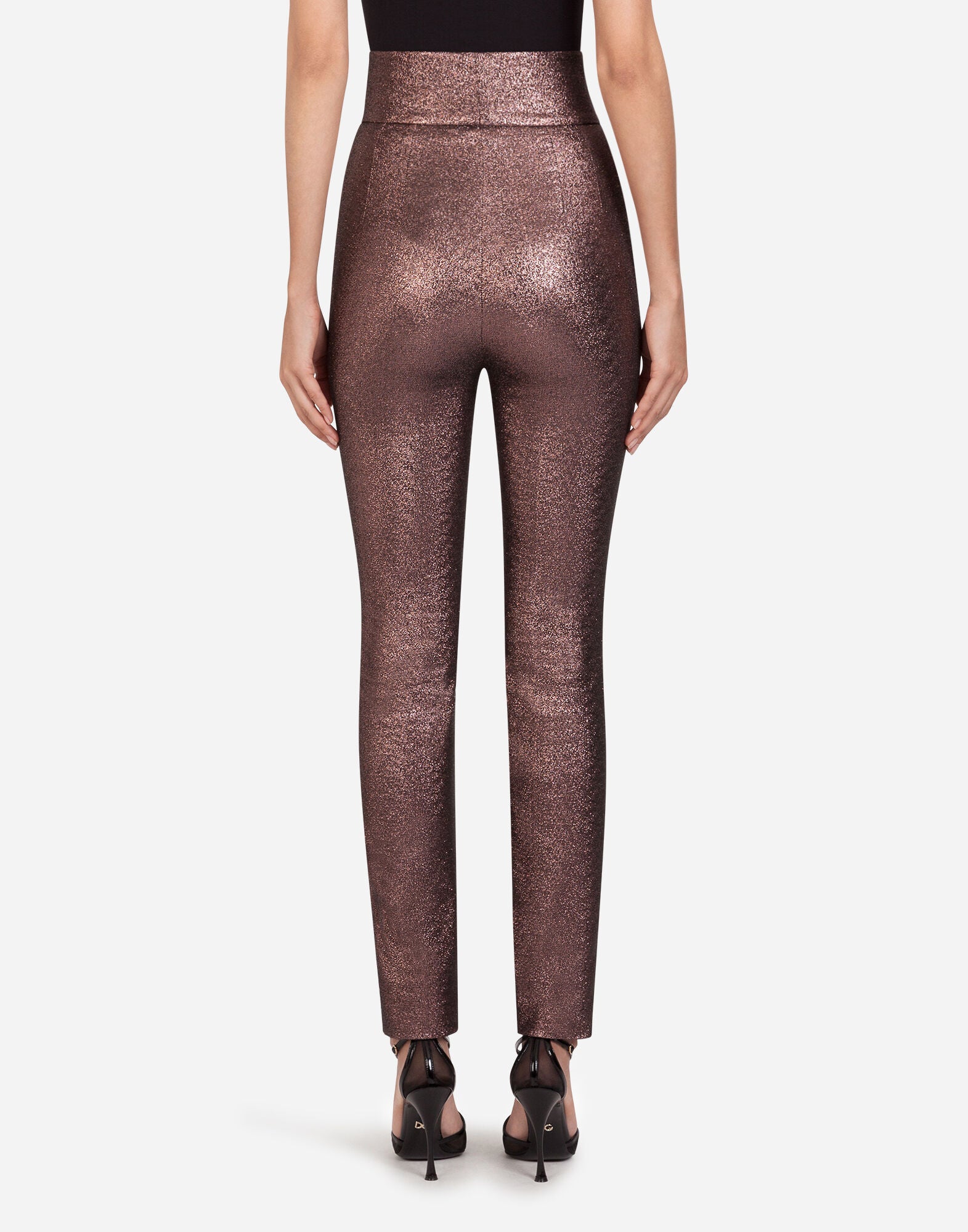 Dolce & Gabbana Metallic Lamé High-Waisted Trousers detail view
