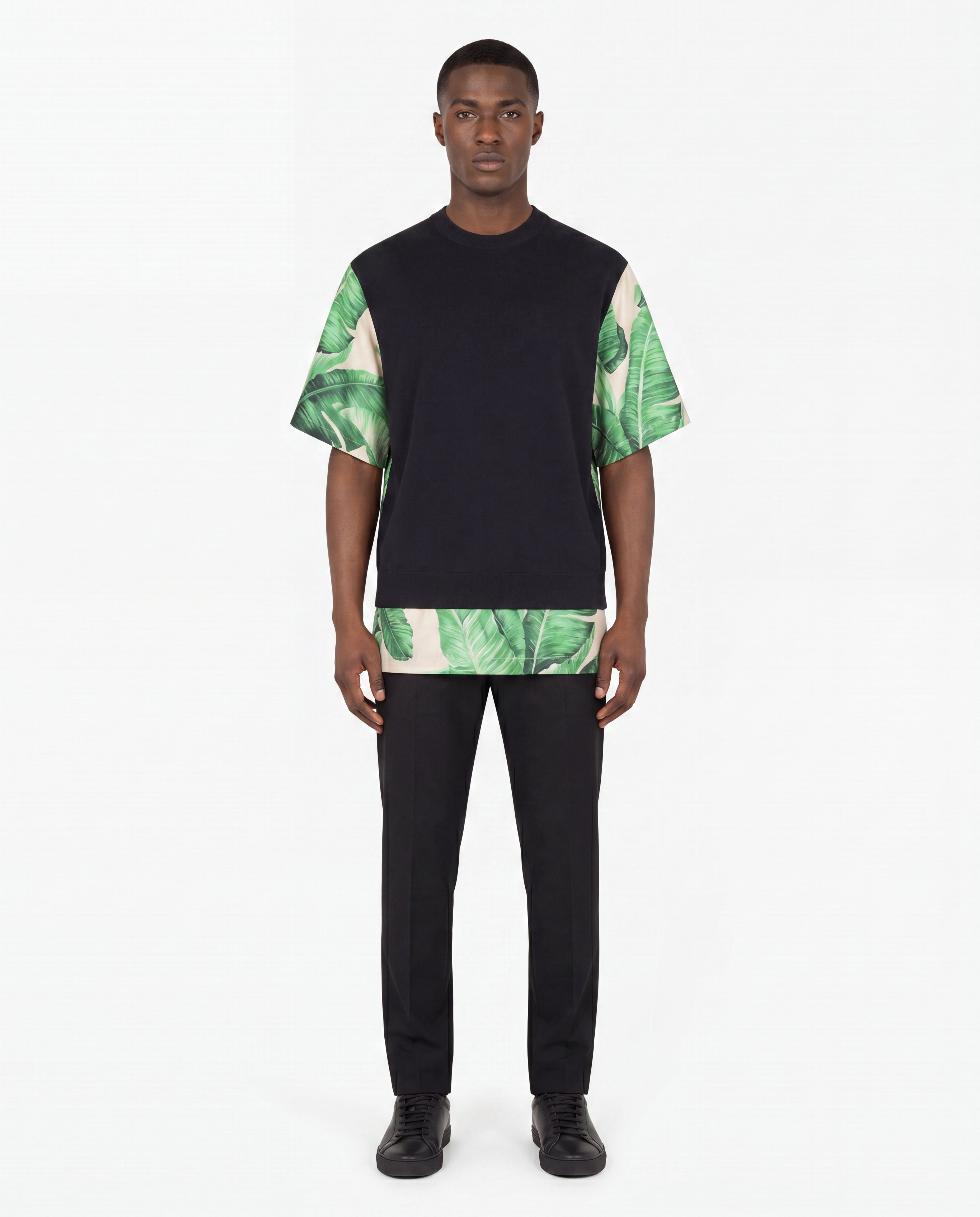 Dolce & Gabbana Tropical Leaf Knit Silk Blend T-Shirt - alternate view