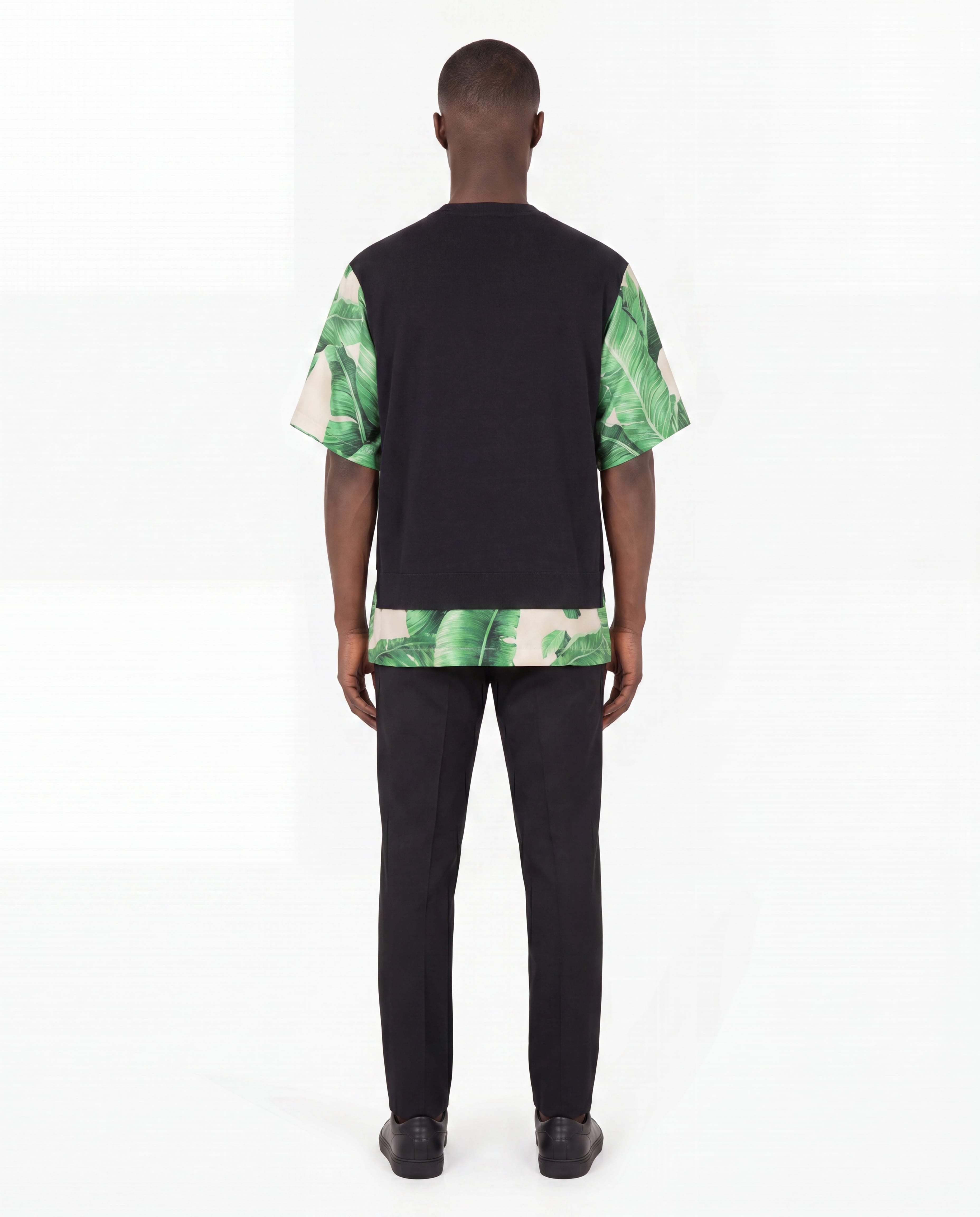 Dolce & Gabbana T-Shirt in maglia con foglie tropicali in misto seta