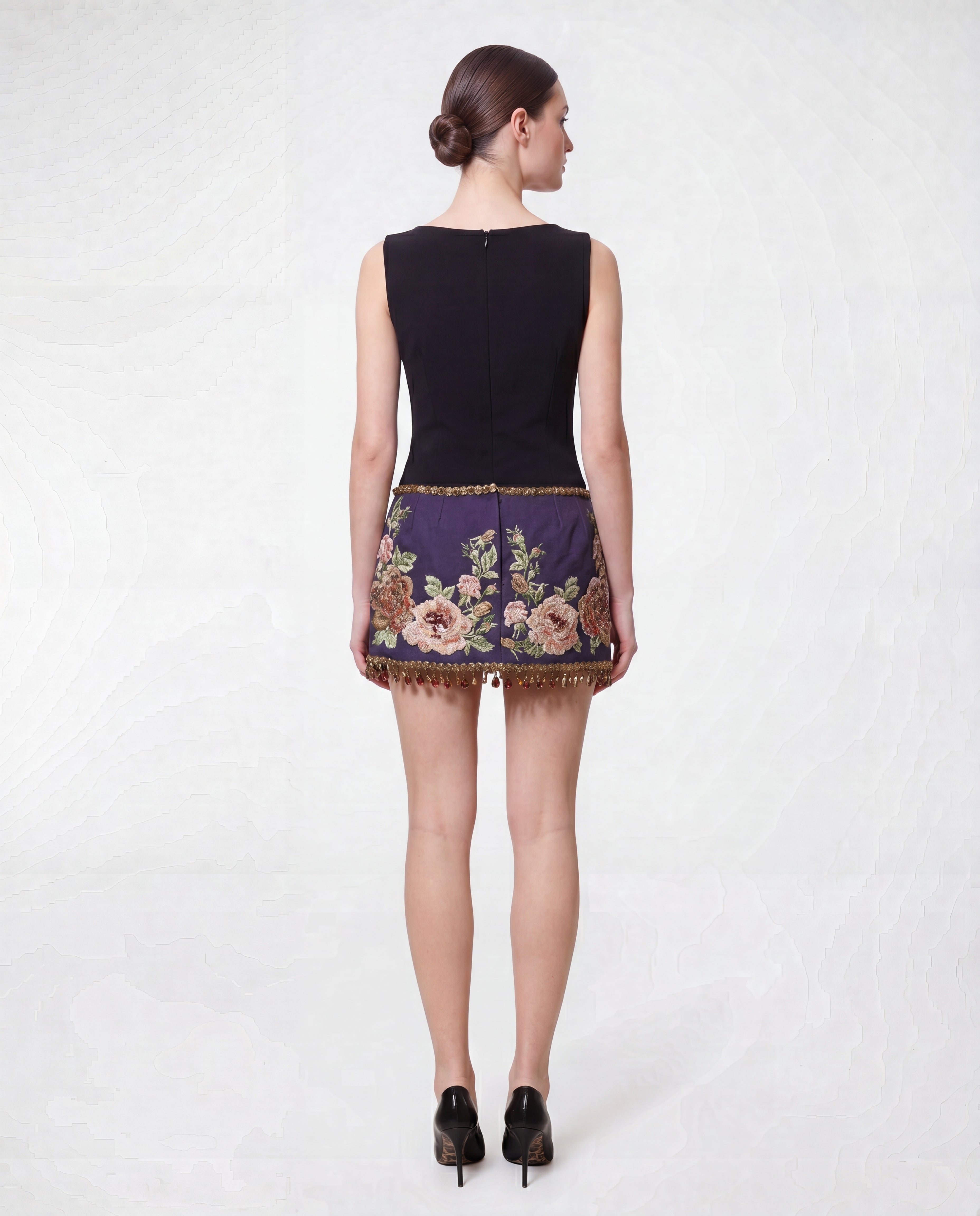 Dolce & Gabbana Embellished Floral Mini Skirt luxury fashion piece detail view