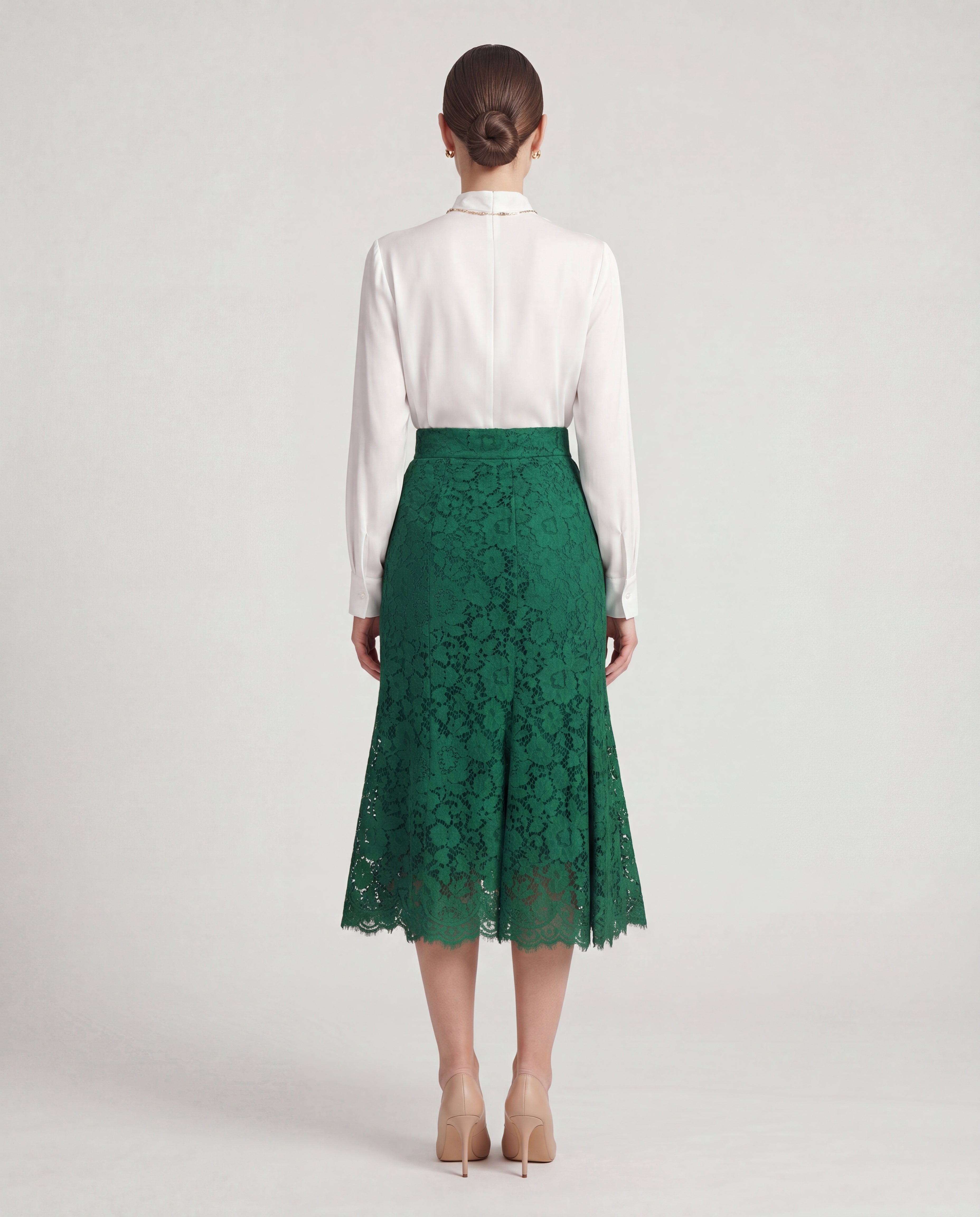 Dolce & Gabbana Floral Lace Midi High Waist Skirt