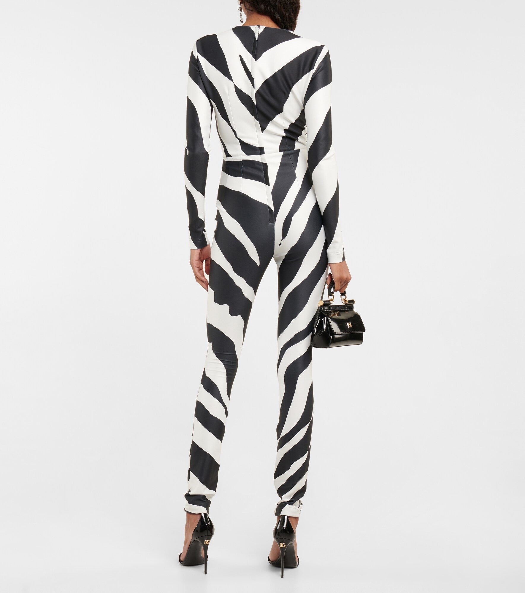 Zebra-Printed Long Sleeve Jumpsuit