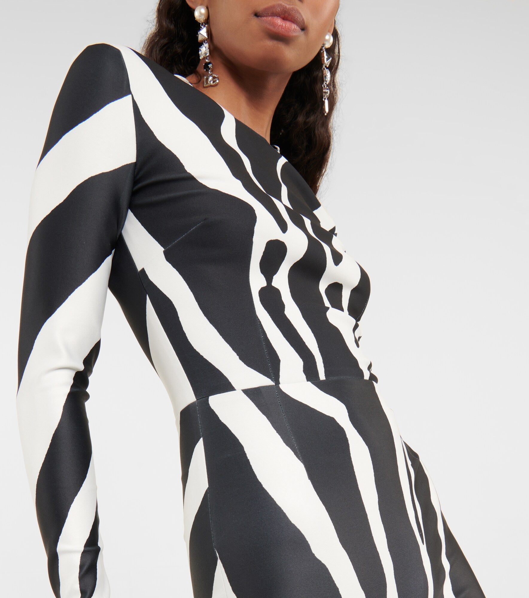 Zebra-Printed Long Sleeve Jumpsuit