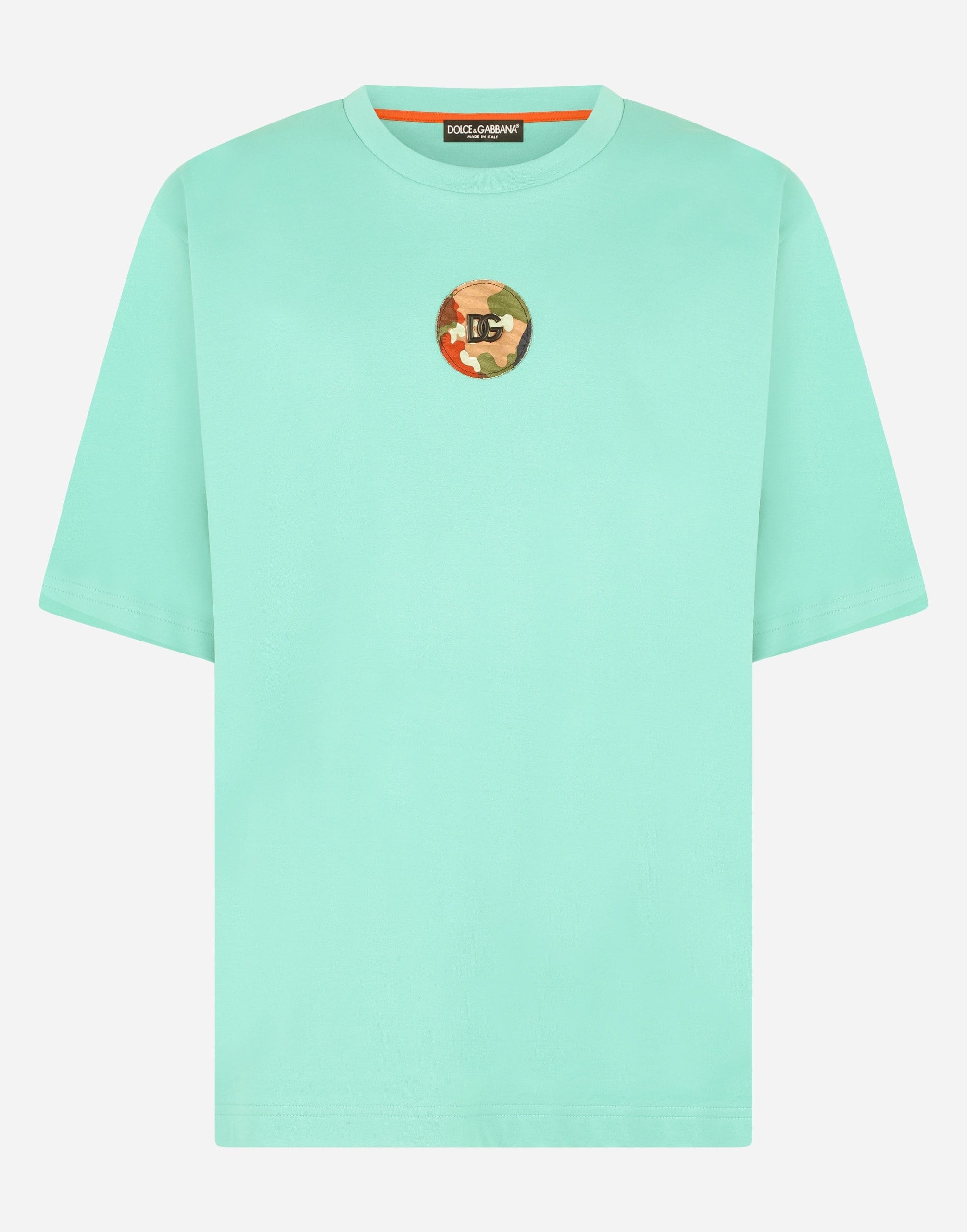 Dolce & Gabbana Cotton T-Shirt With Metallic DG Logo