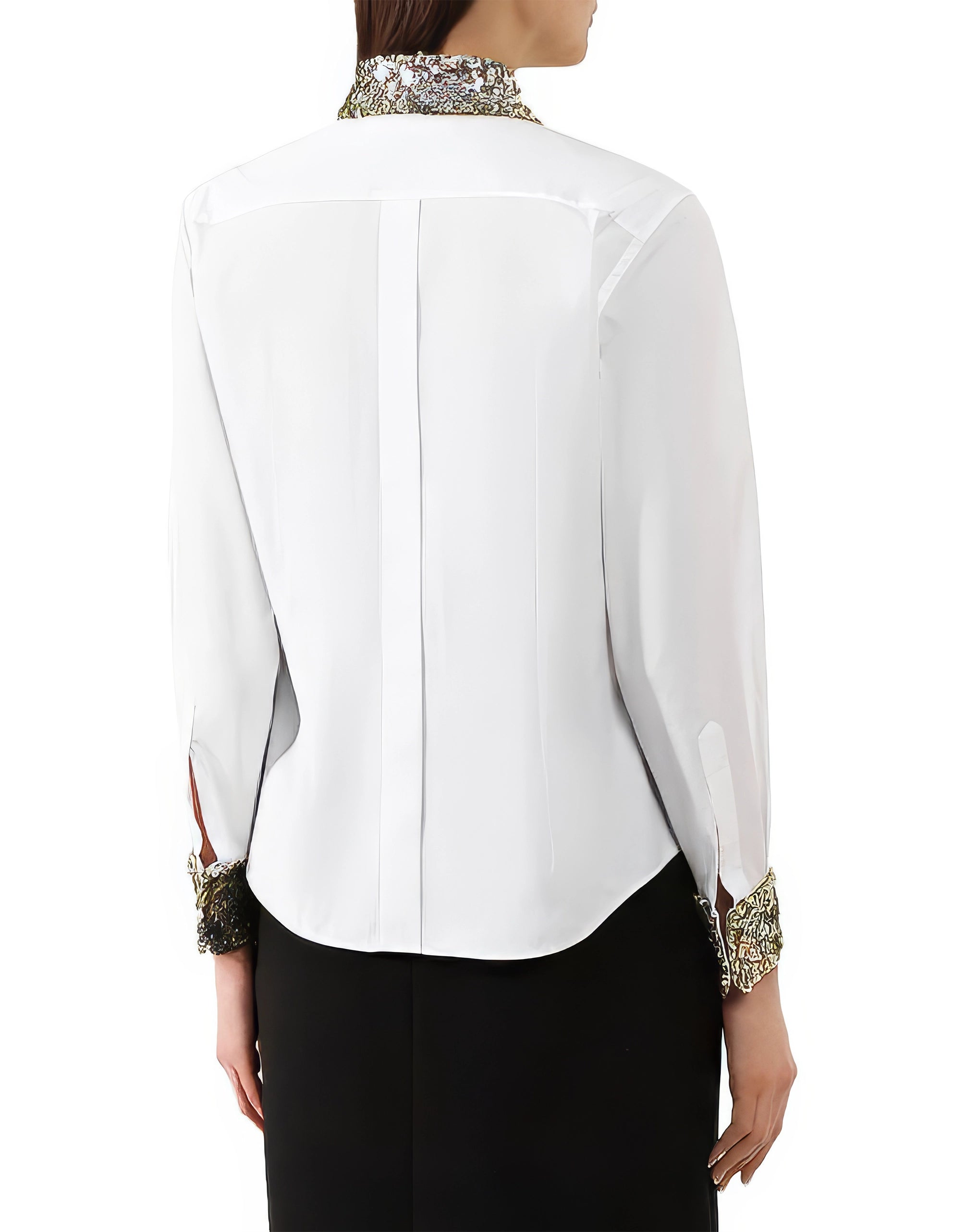 Shirt With Sequined Collar And Cuffs