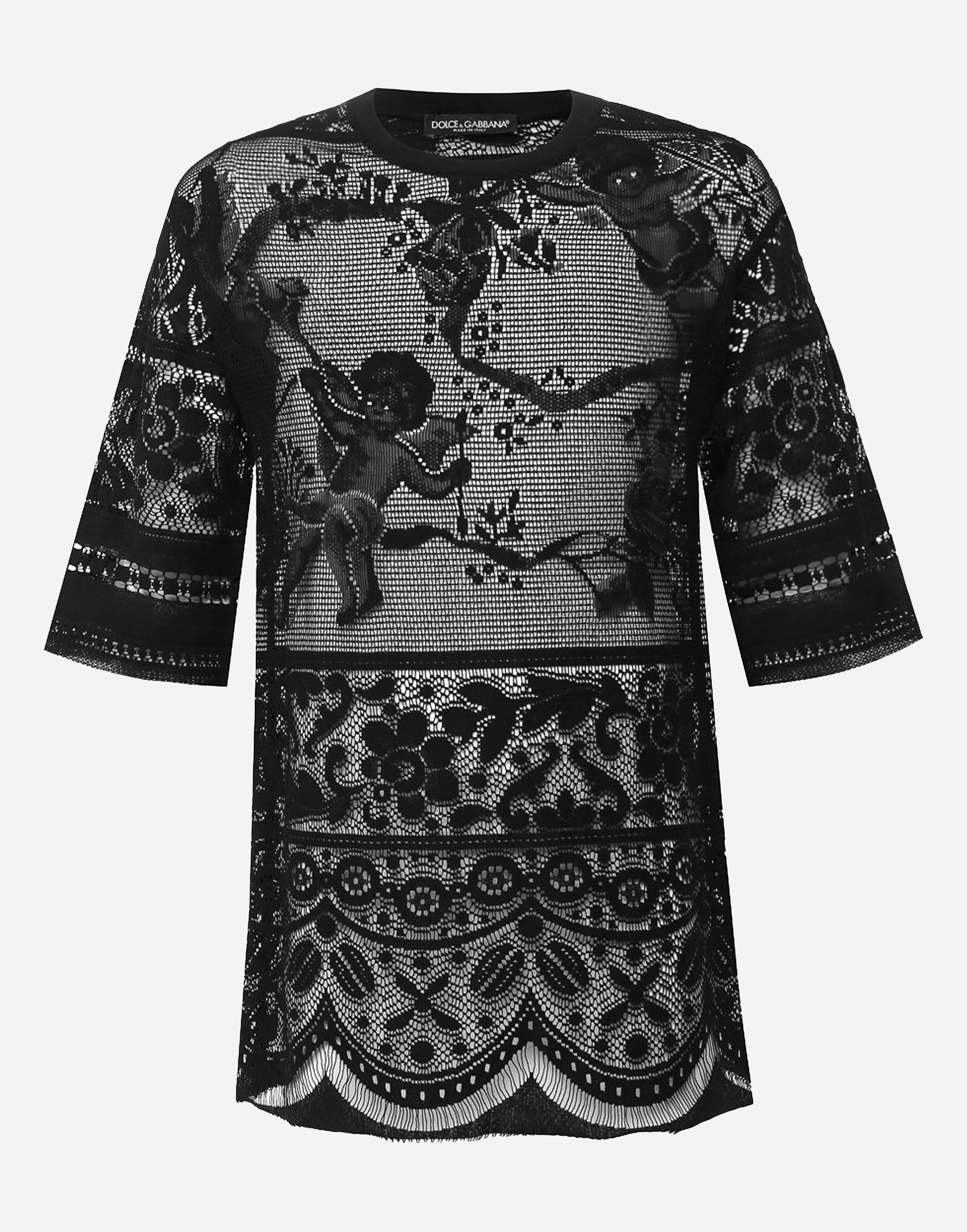 Dolce & Gabbana Cherub Lace Oversized T-Shirt