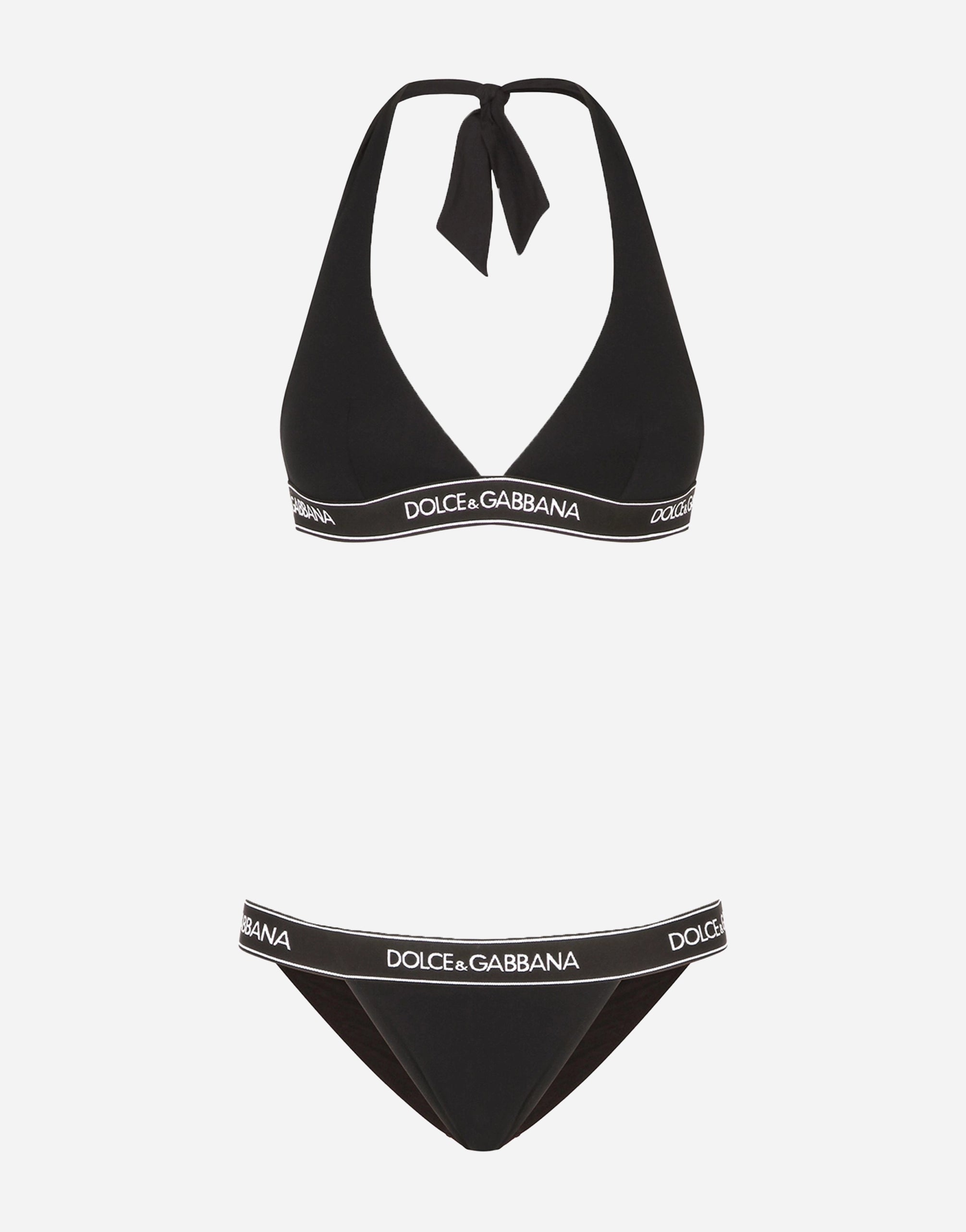 Logo-Tape Halterneck Bikini