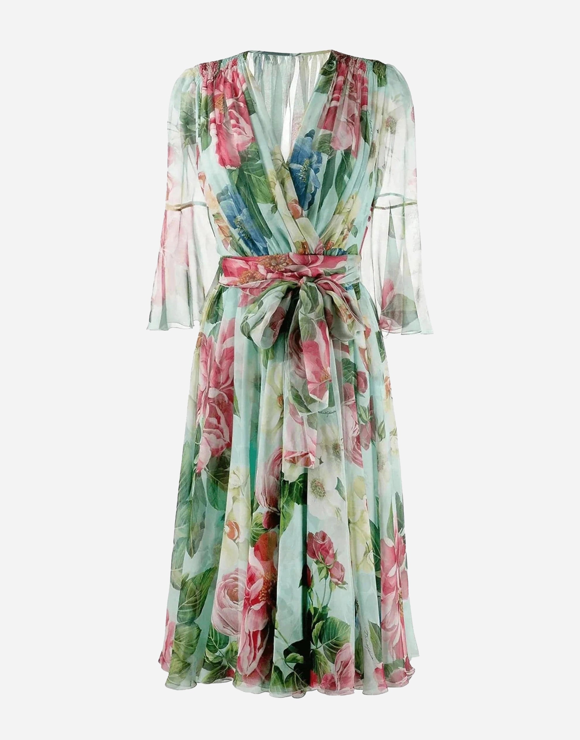 Robe midi évaillée à imprimé floral