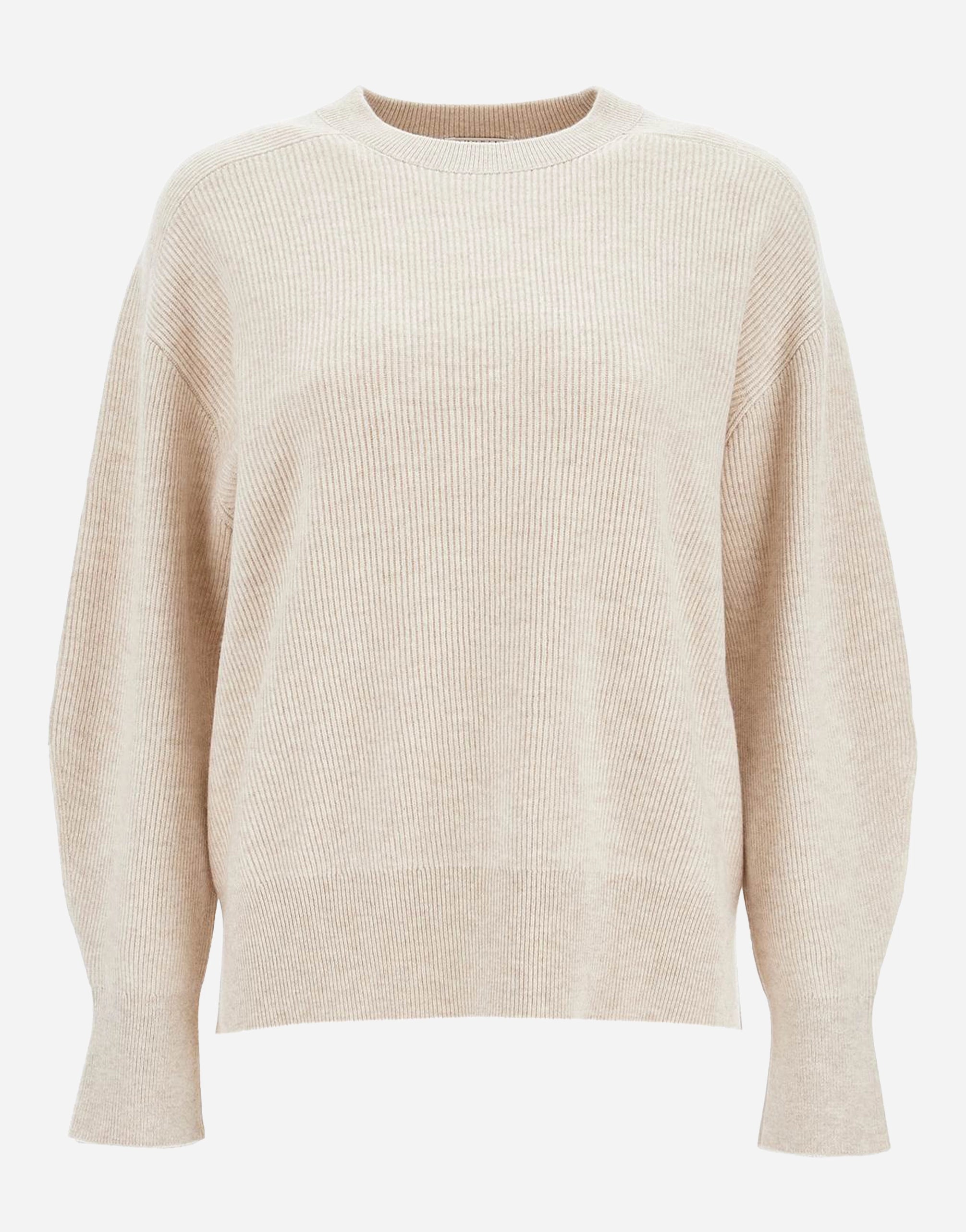 Cashmere Rib sweater With Shiny Cuff Details