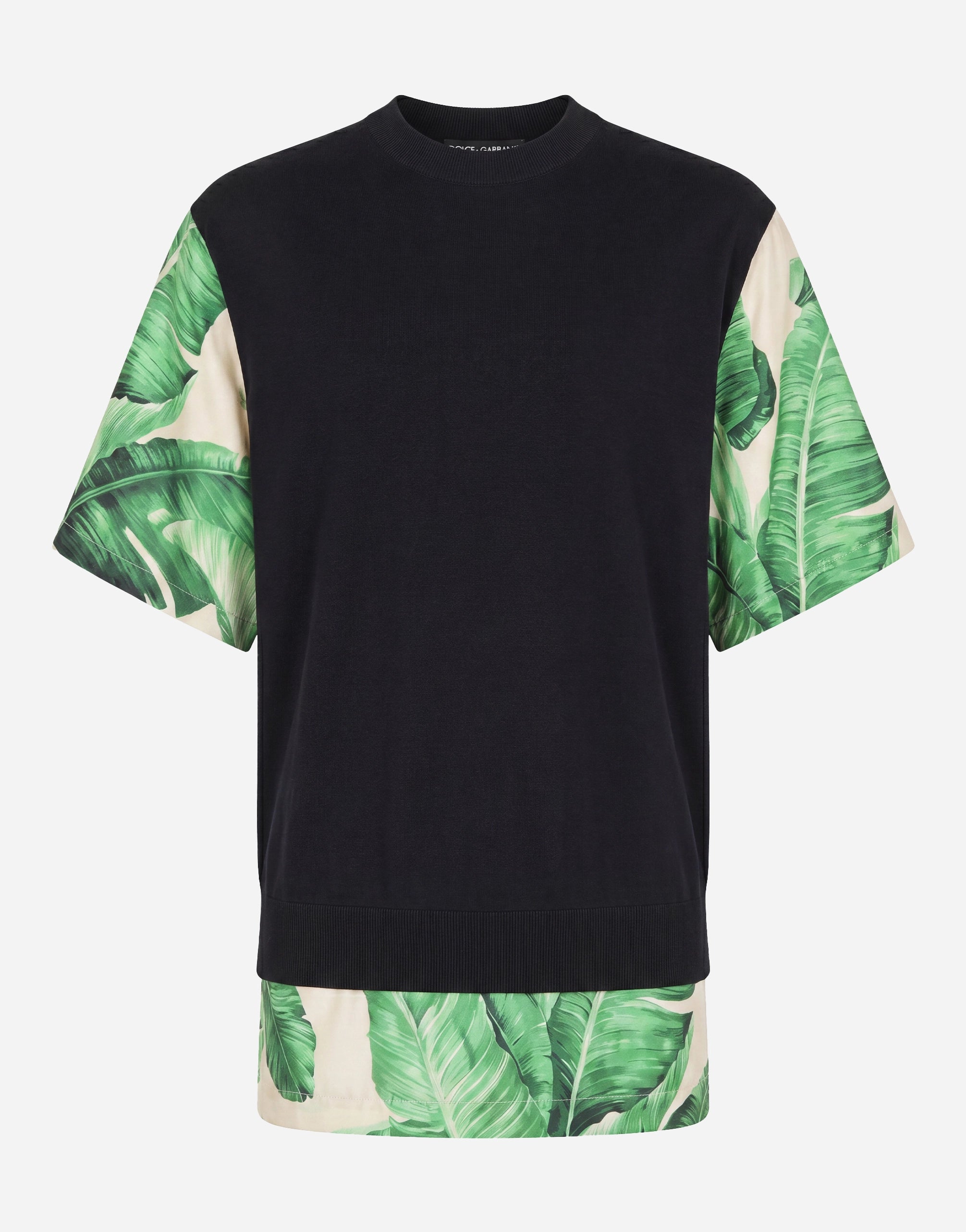 Dolce & Gabbana Tropical Leaf Knit Silk Blend T-Shirt