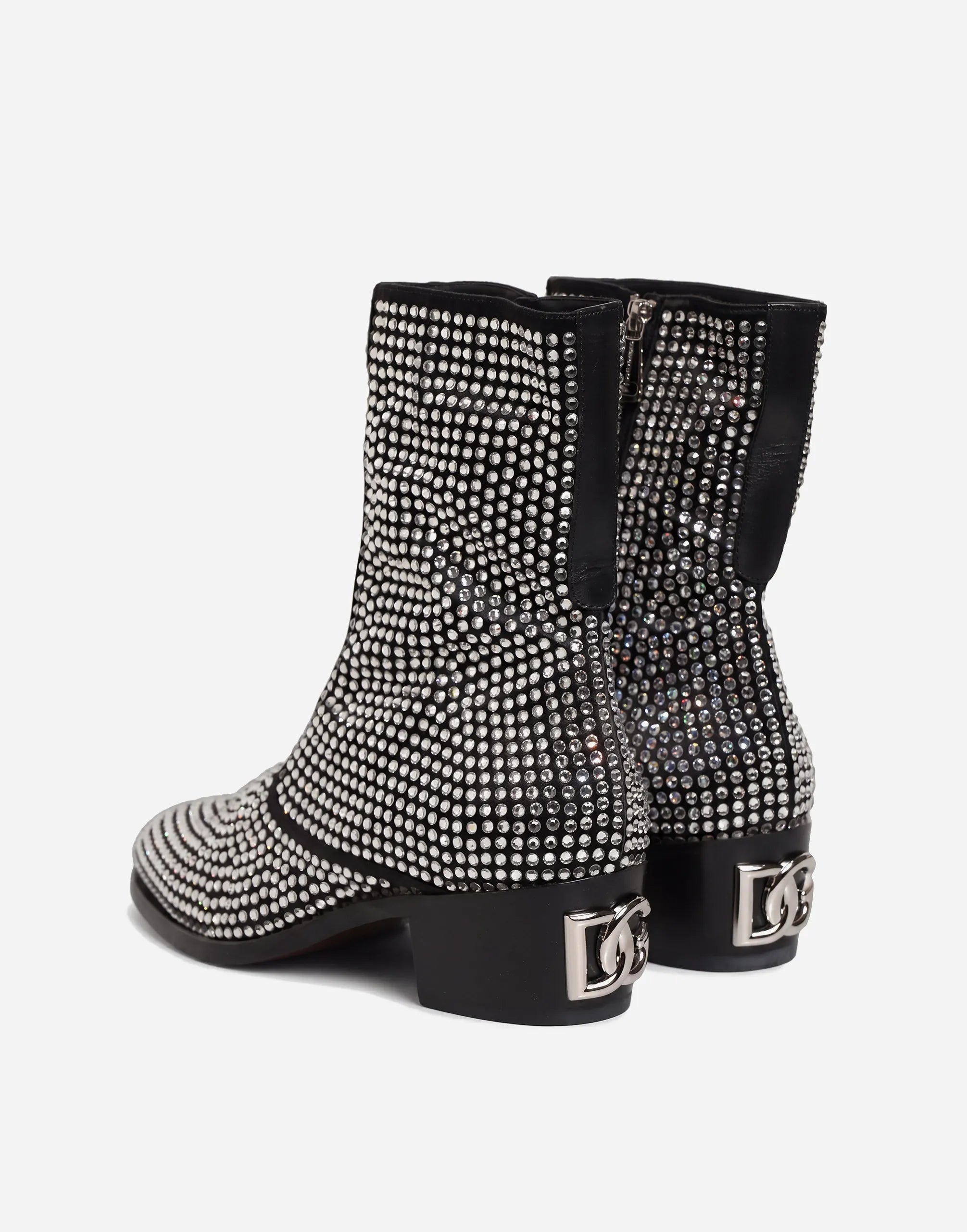 Dolce & Gabbana クリスタル装飾ウエスタンアンクルブーツ