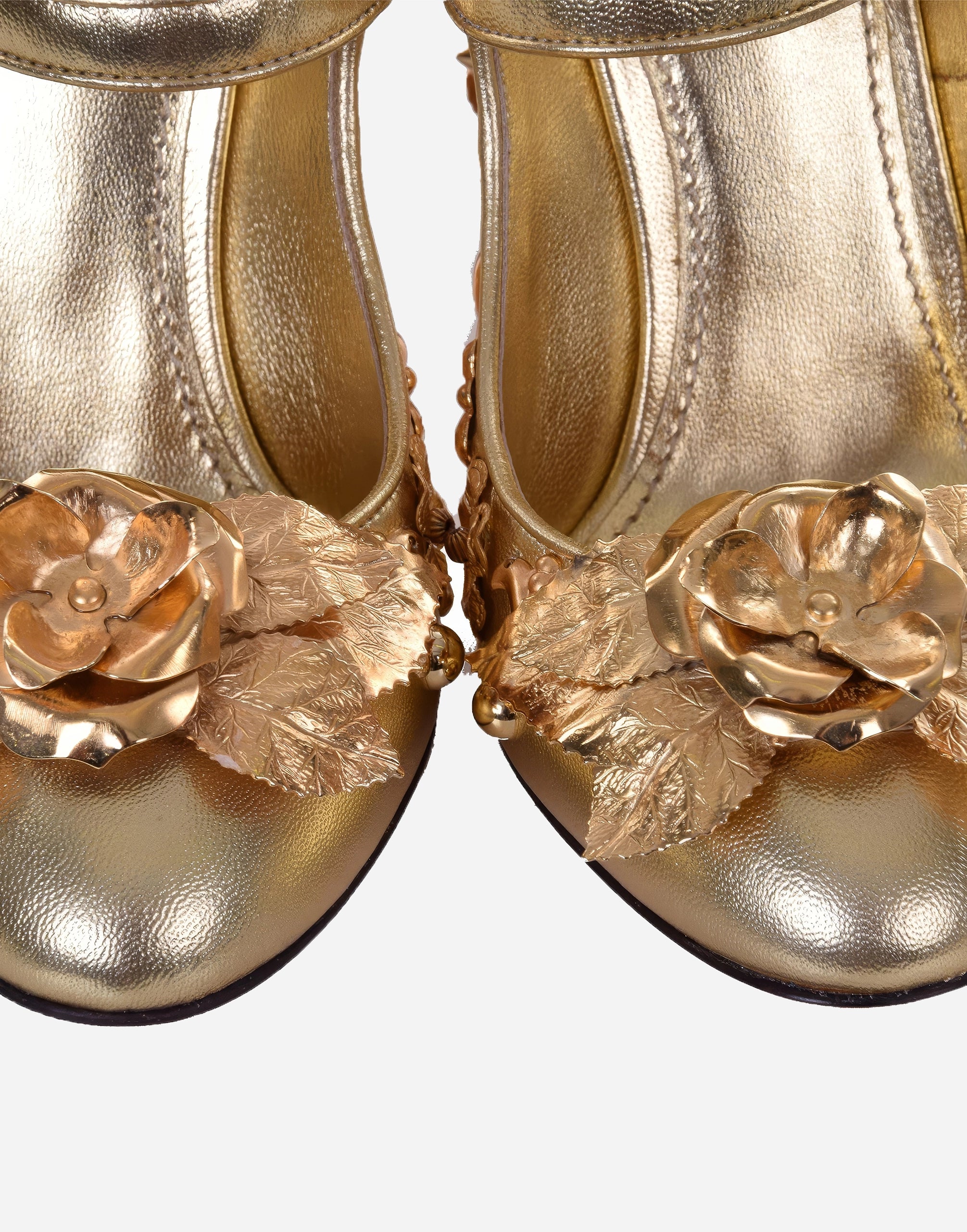 Baroque Mary Janes Gold Pumps