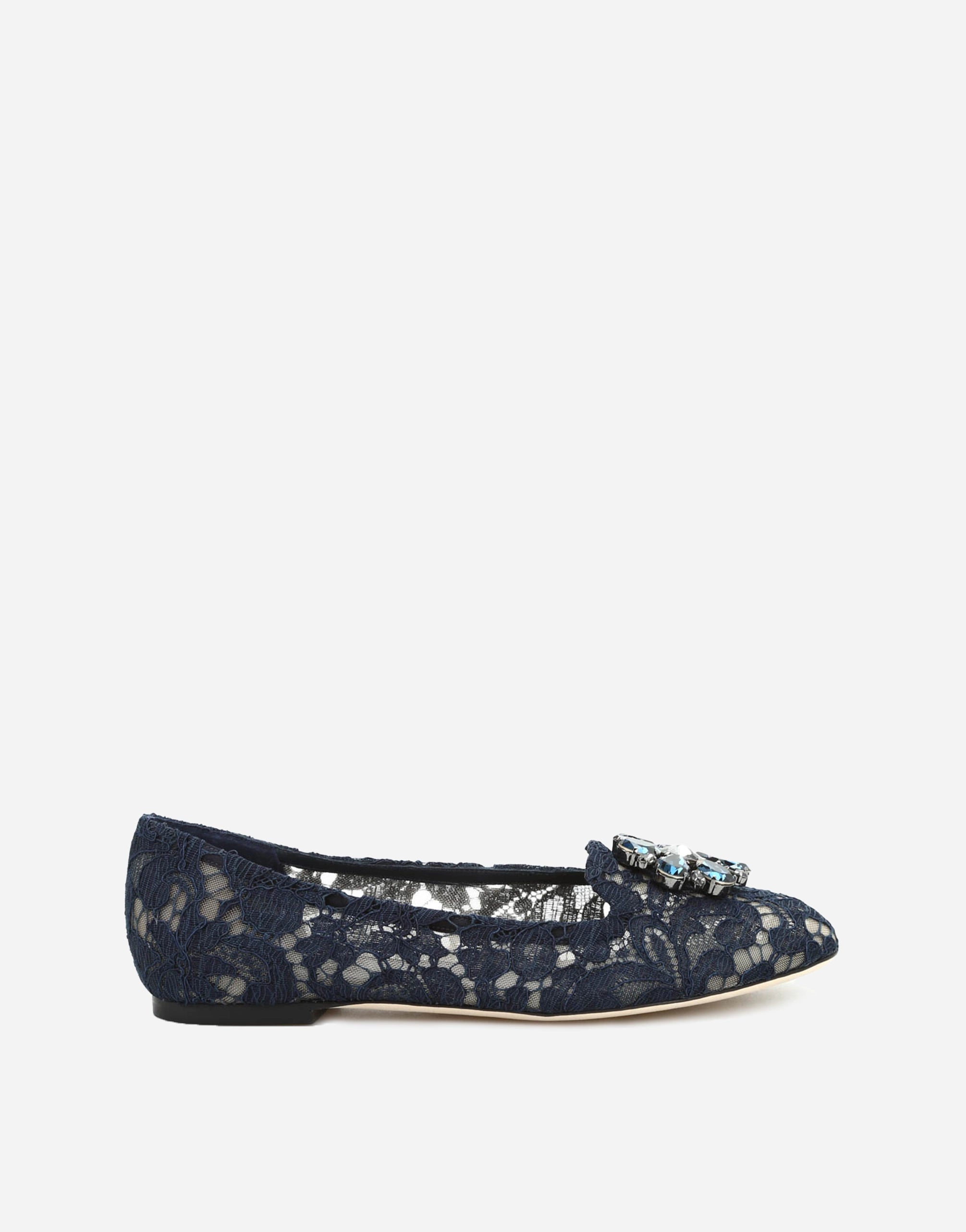 Blue Taormina Lace Crystals Flats schoenen