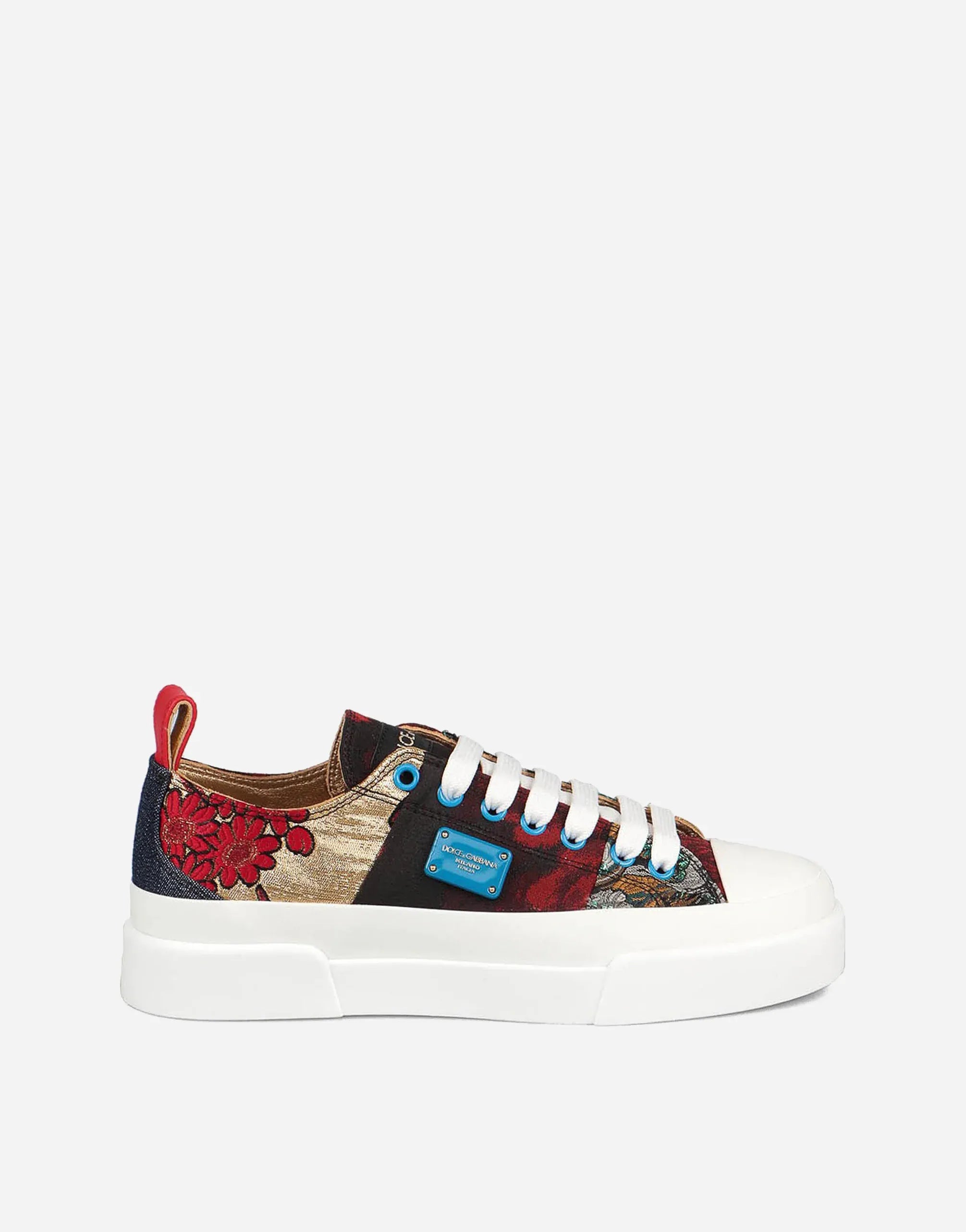 Patchwork Fabric Platform Sneakers