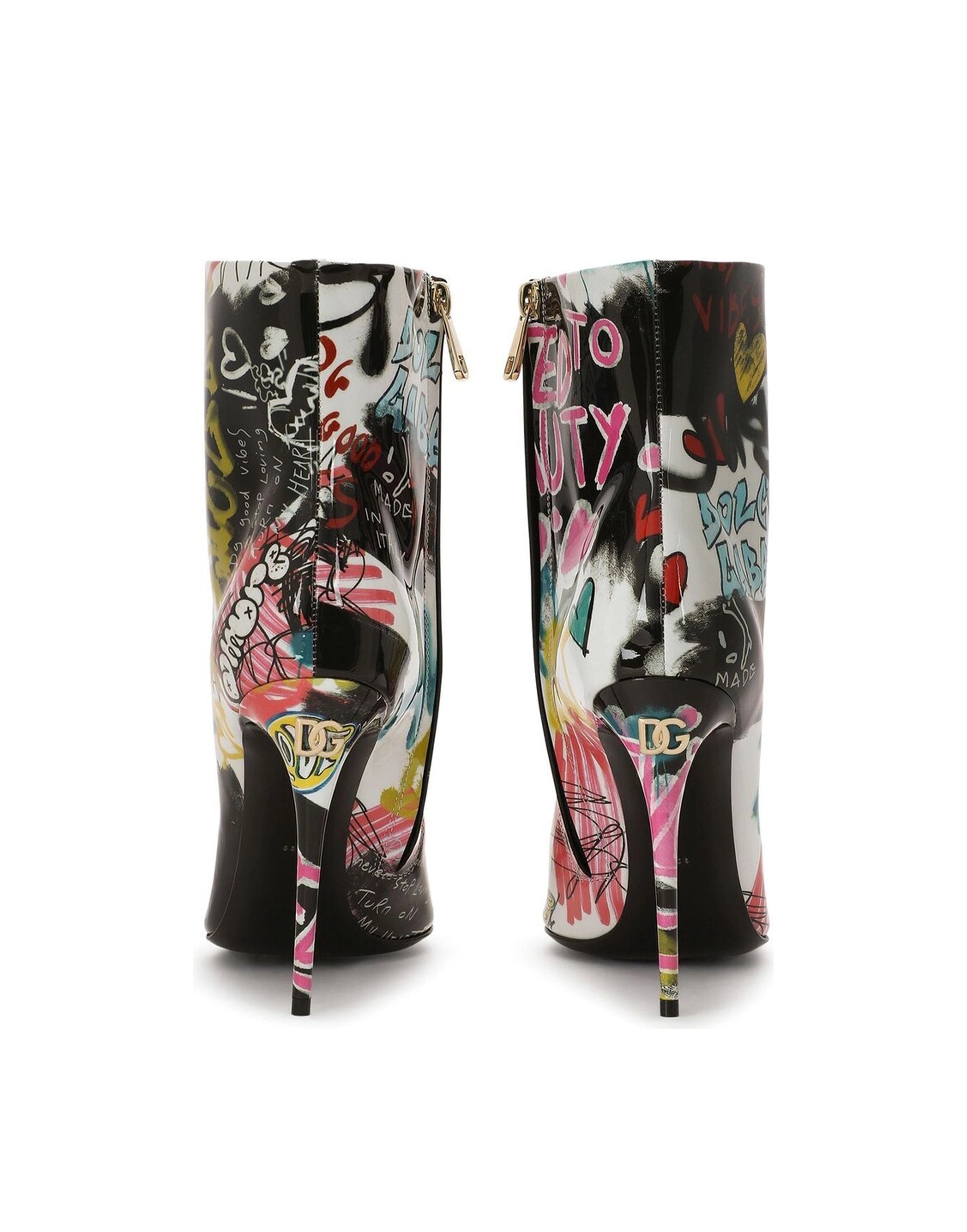 Graffiti-Print Ankle Boots