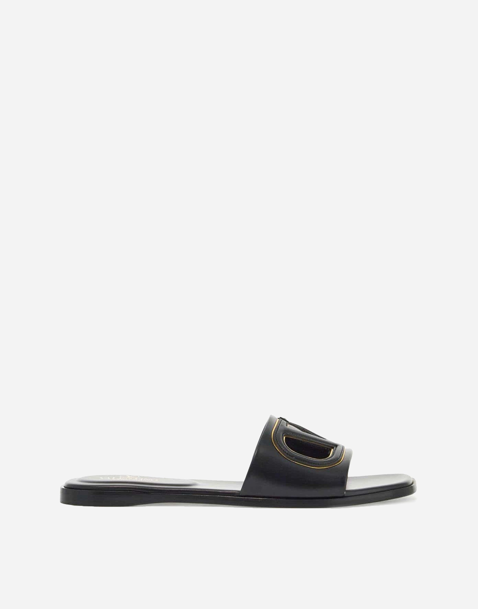 VLogo Cut-Out Leather Slides