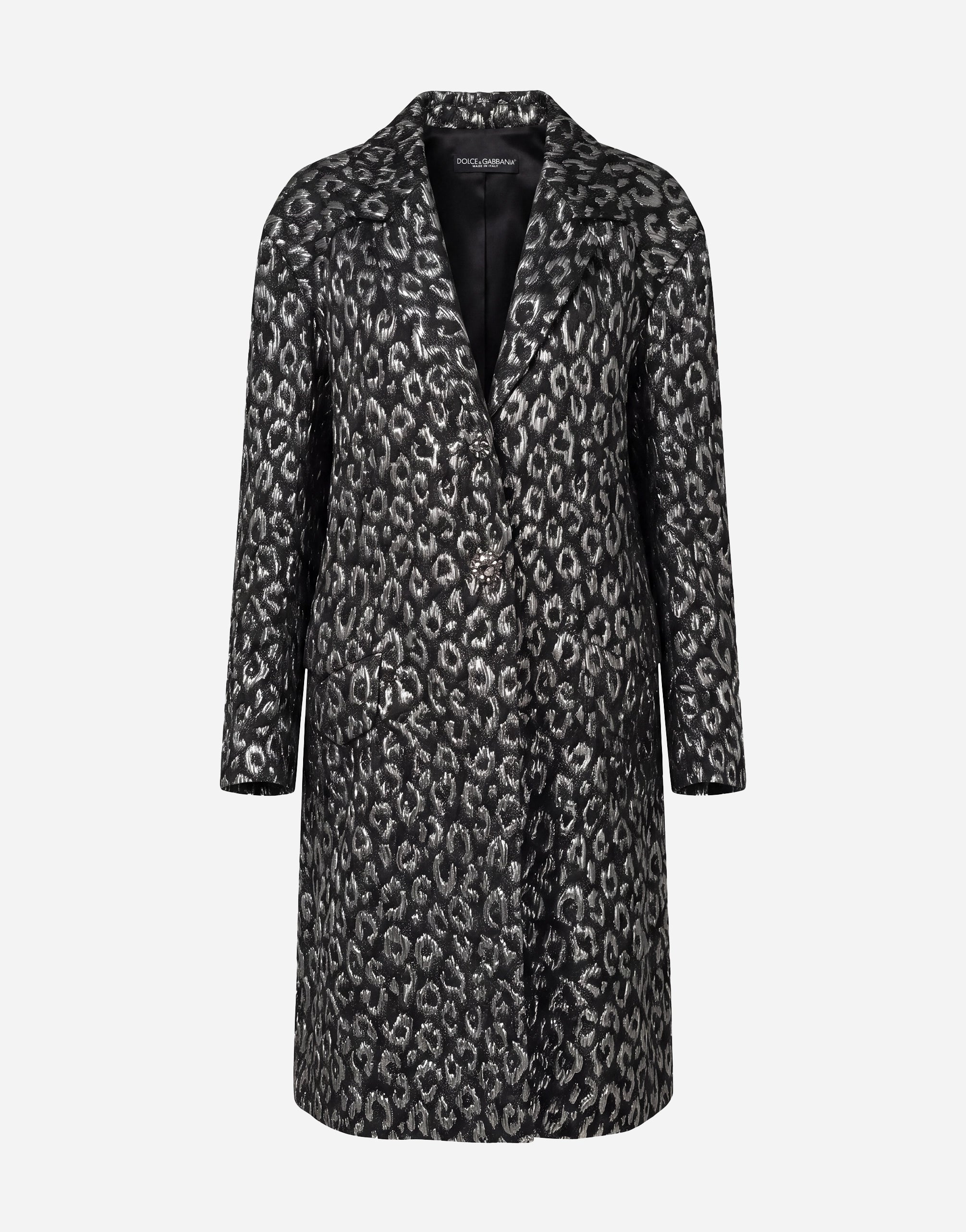 Dolce & Gabbana Metallic Leopard Pattern Long Coat