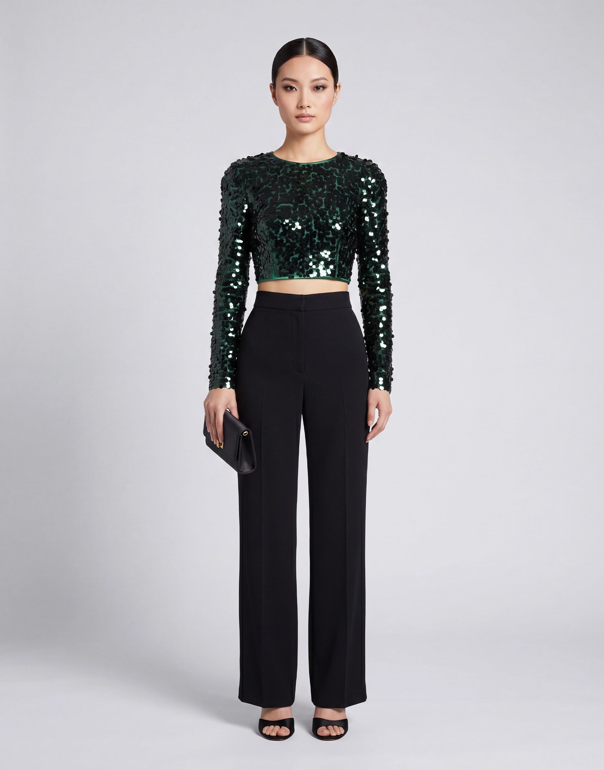 Dolce & Gabbana Sequin Embellished Long Sleeve Crop Top - alternate view