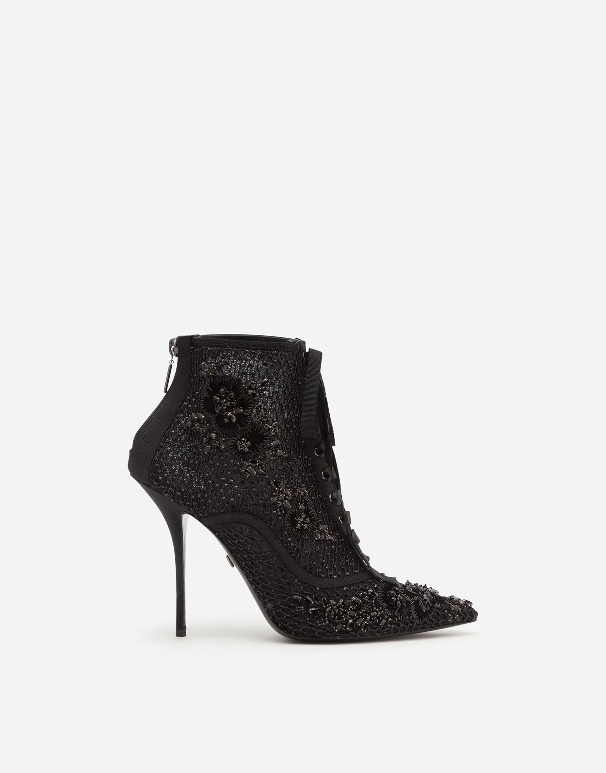 Dolce & Gabbana Embroidery And Rhinestones Embellished Booties