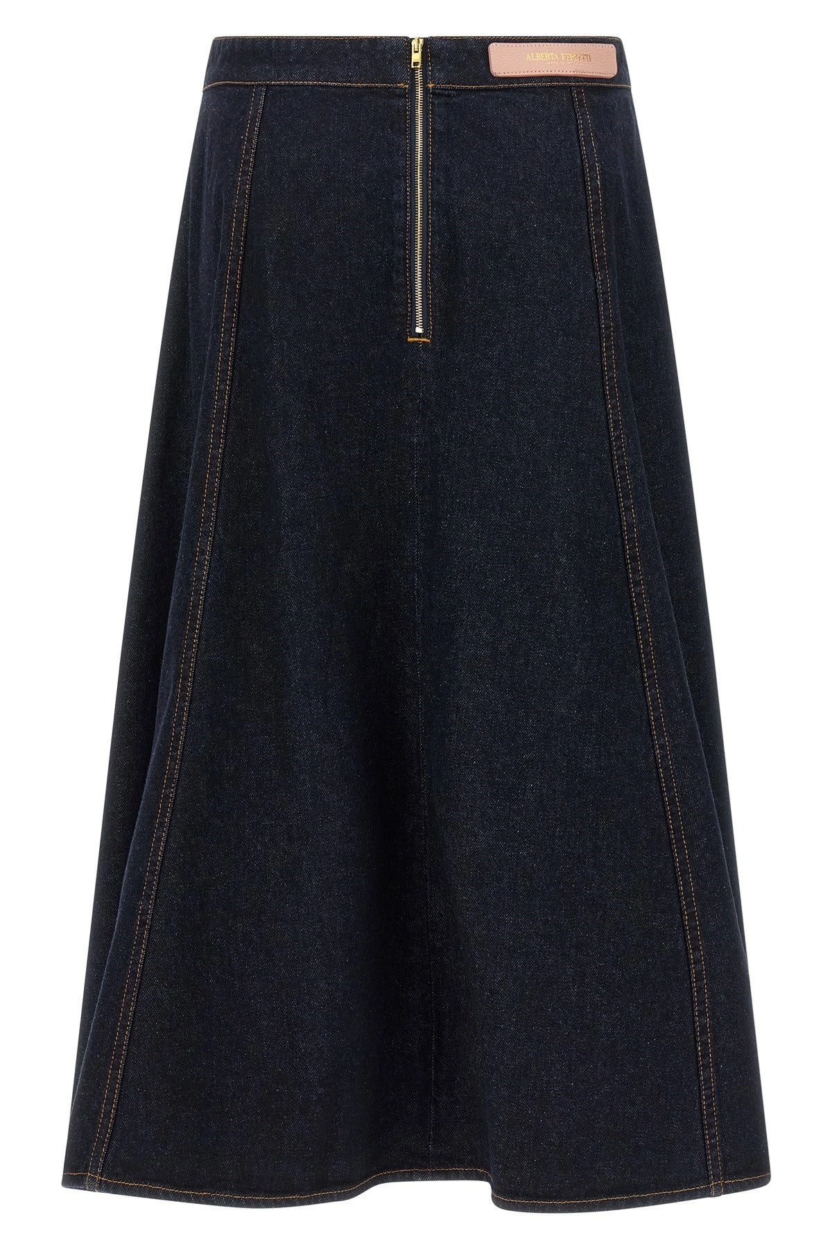 Alberta Ferretti Flared Denim Maxi Skirt