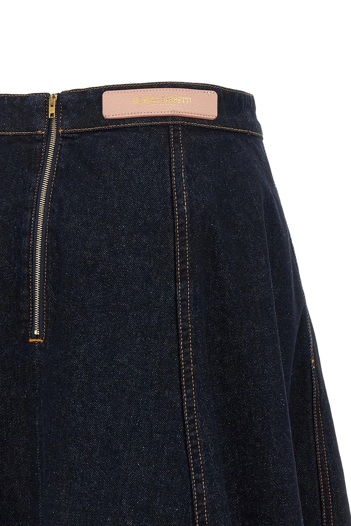 Alberta Ferretti Flared Denim Maxi Skirt