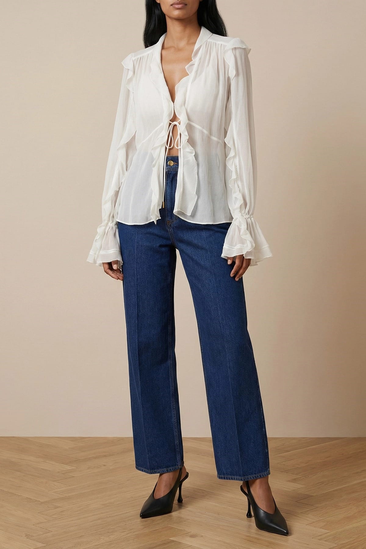 Alberta Ferretti Iriscut High-Waist Jeans - alternate view