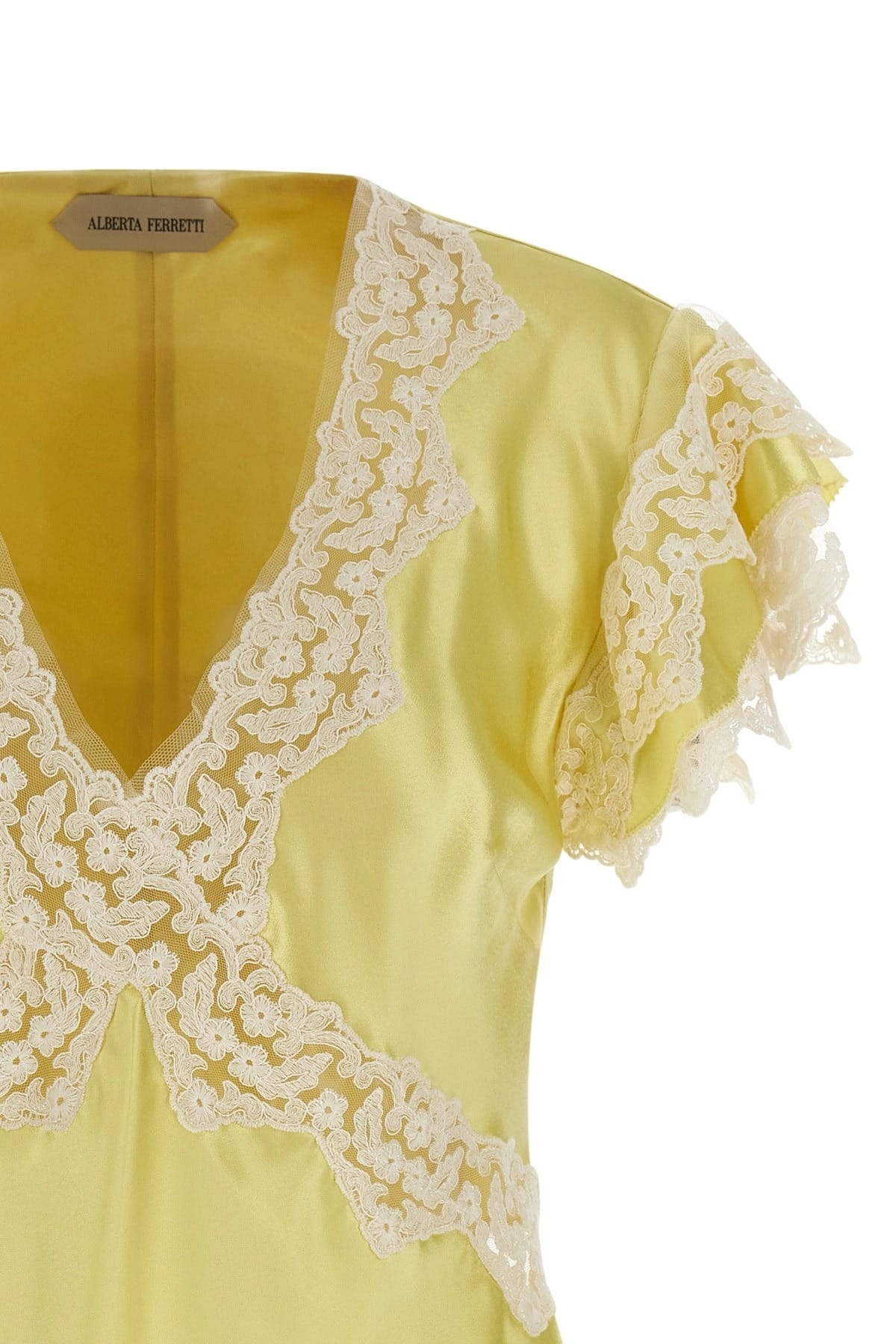 Alberta Ferretti Alberta Ferretti Satin Lace Insert Top