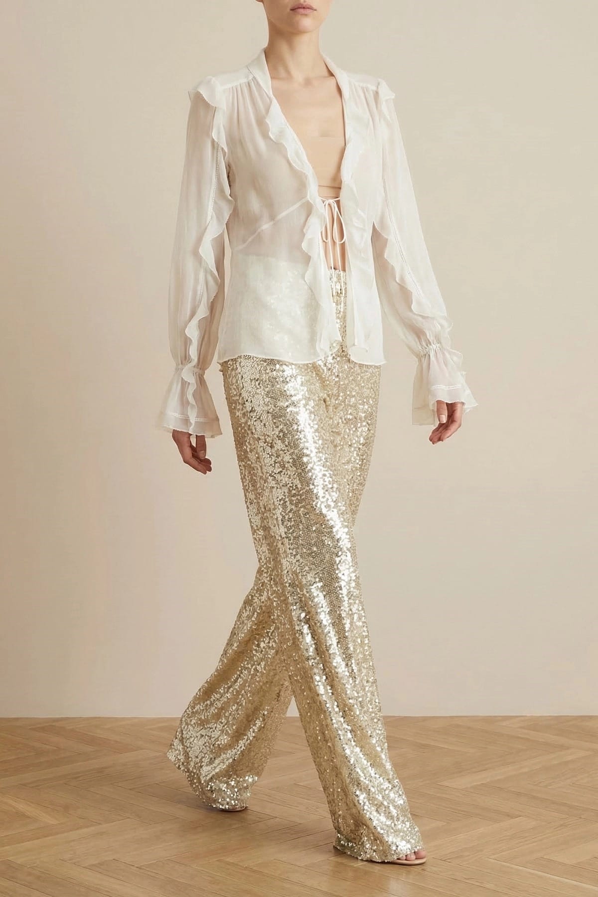 Alberta Ferretti Pantalones rectos anchos de lentejuelas - alternate view
