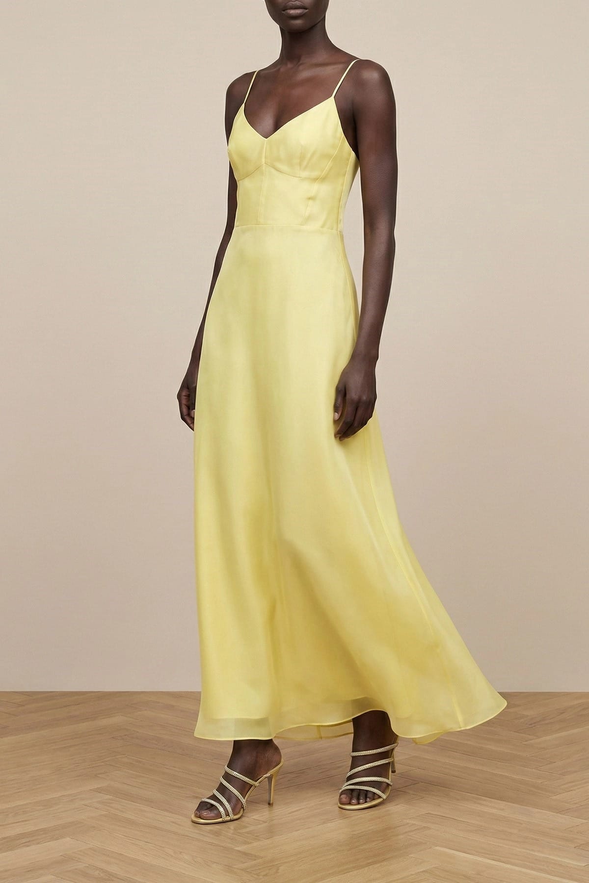 Alberta Ferretti Vestido mídi amarelo de organza de seda Alberta Ferretti - alternate view