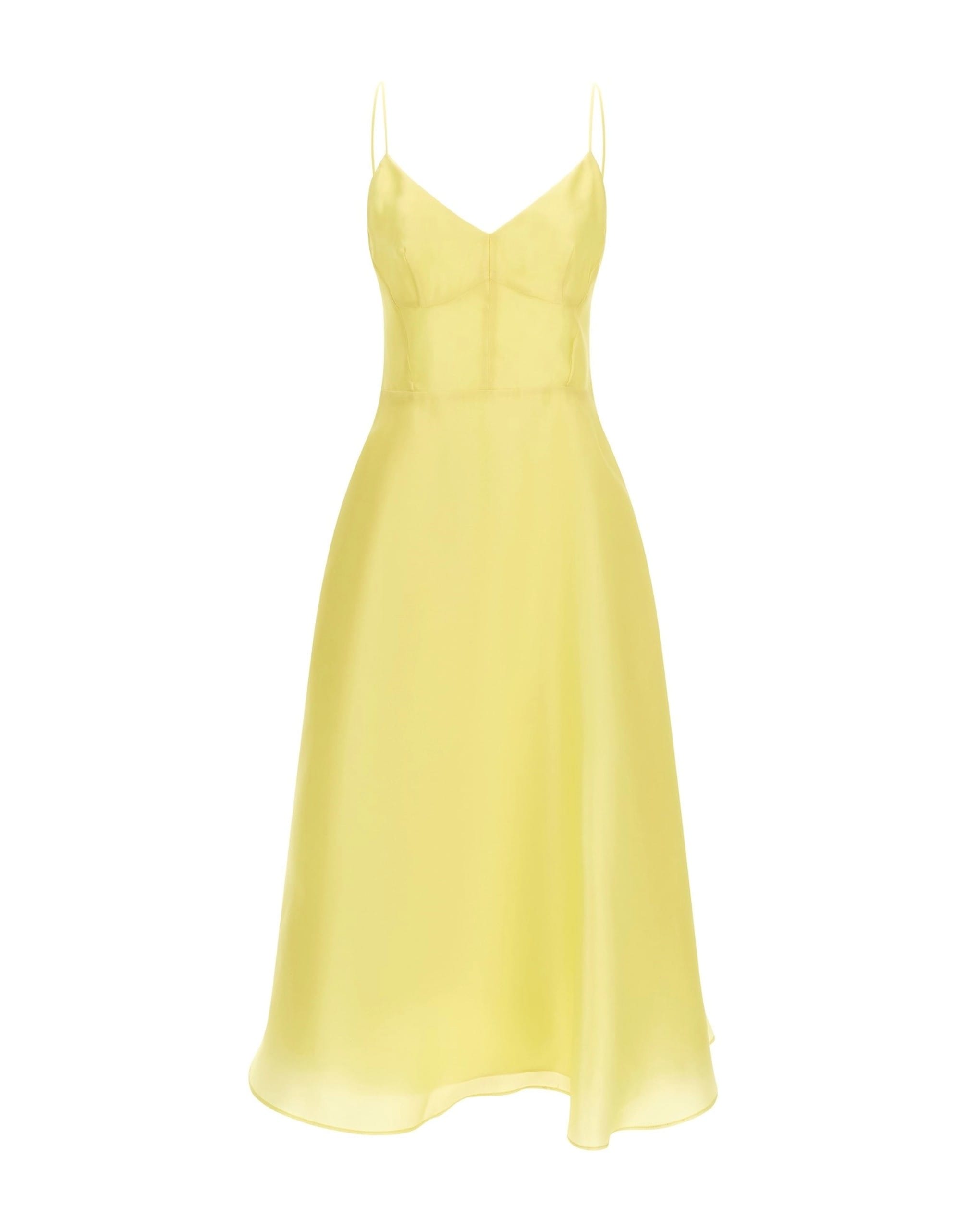 Alberta Ferretti Alberta Ferretti Yellow Silk Organza Midi Dress