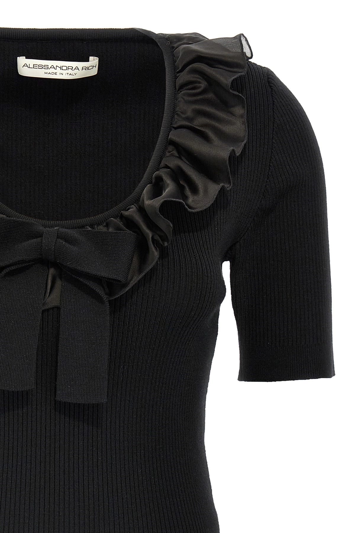 Alessandra Rich Alessandra Rich Black Ruffle Bow T-Shirt