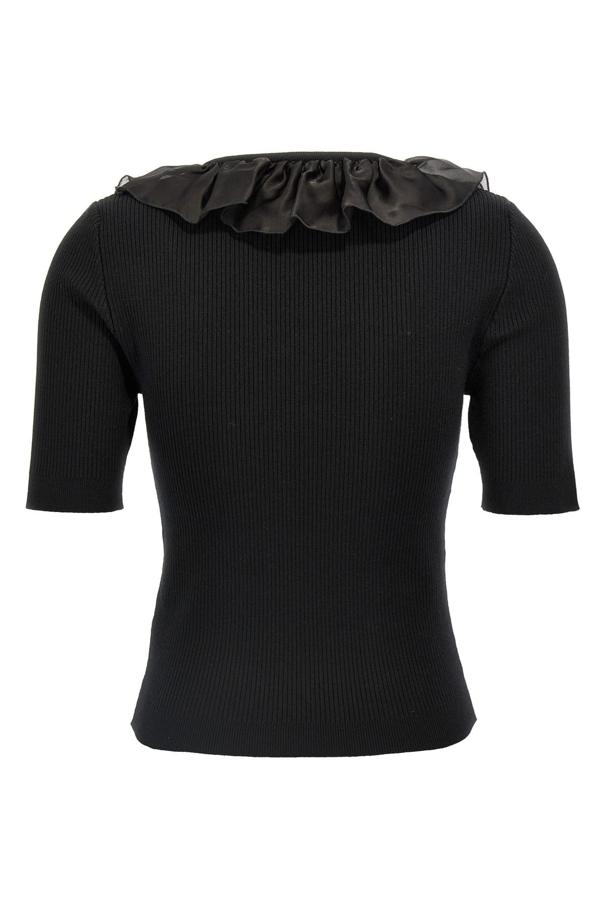 Alessandra Rich Camiseta negra con lazada de volantes - alternate view
