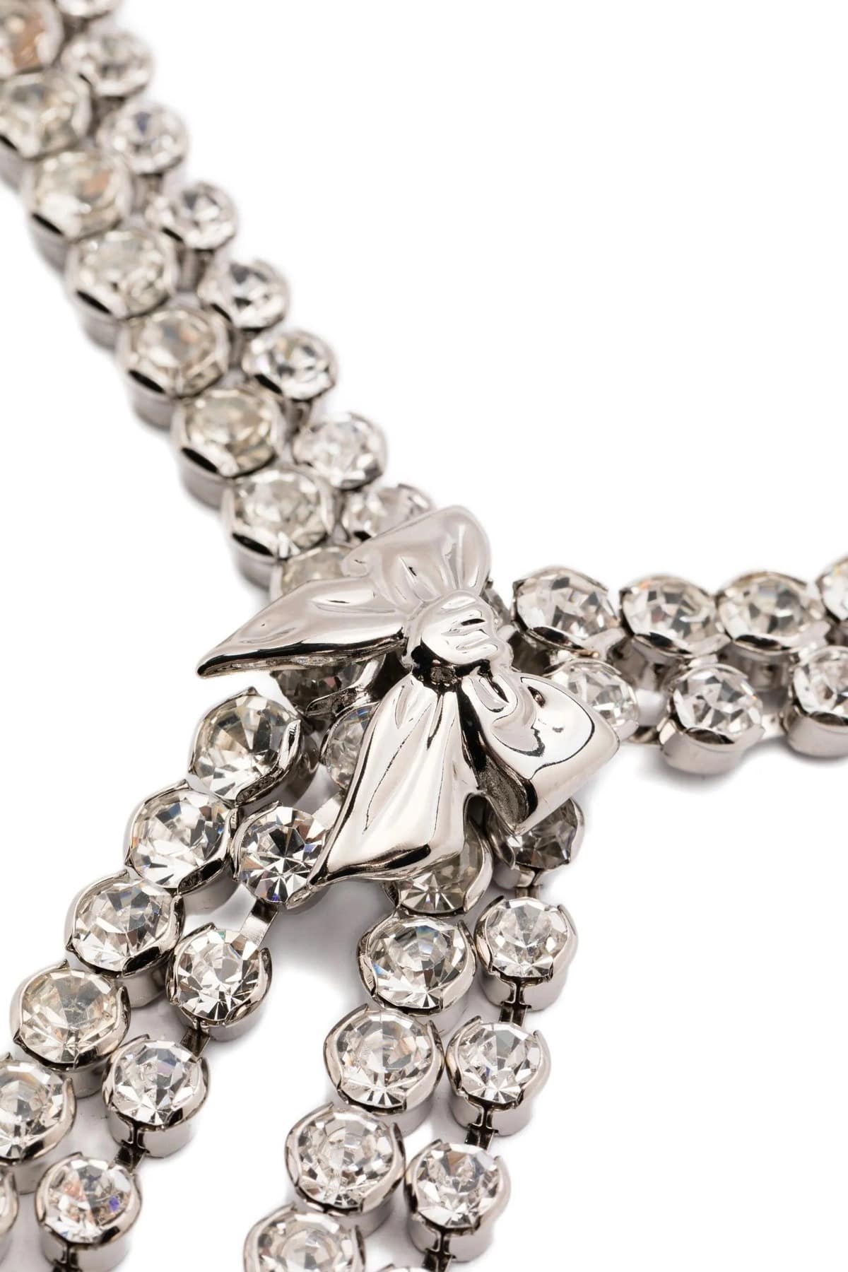 Alessandra Rich Alessandra Rich Bow Crystal Fringe Necklace