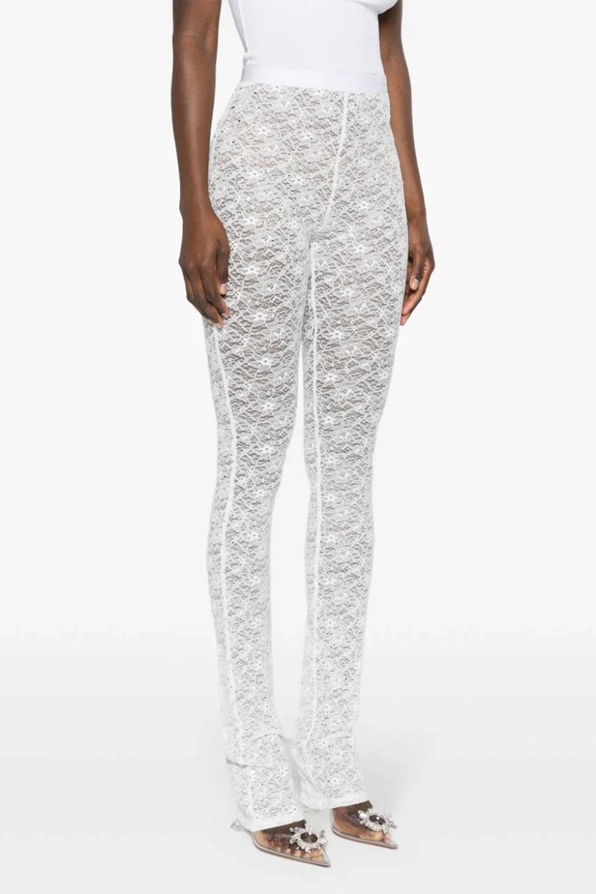 Alessandra Rich Rhinestone Lace Leggings - alternate view