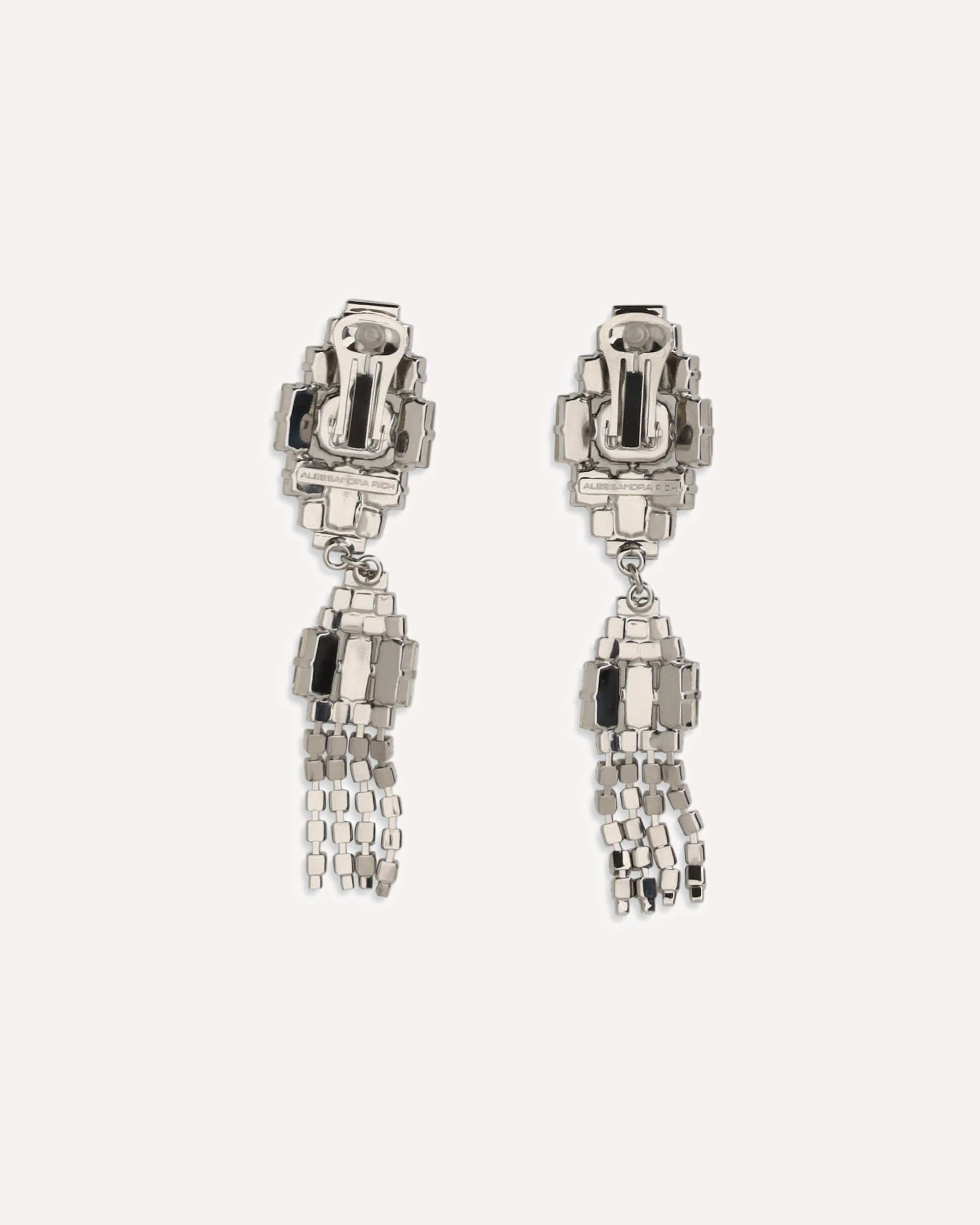 Alessandra Rich Silver-Colored Crystal Drop Earrings - alternate view