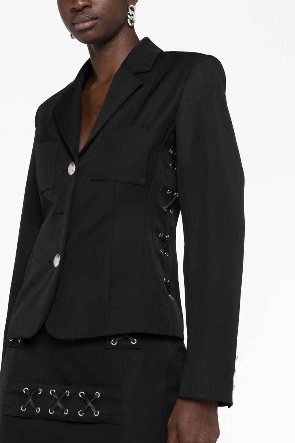 Alessandra Rich Single-Breast Lace-Up Blazer - alternate view