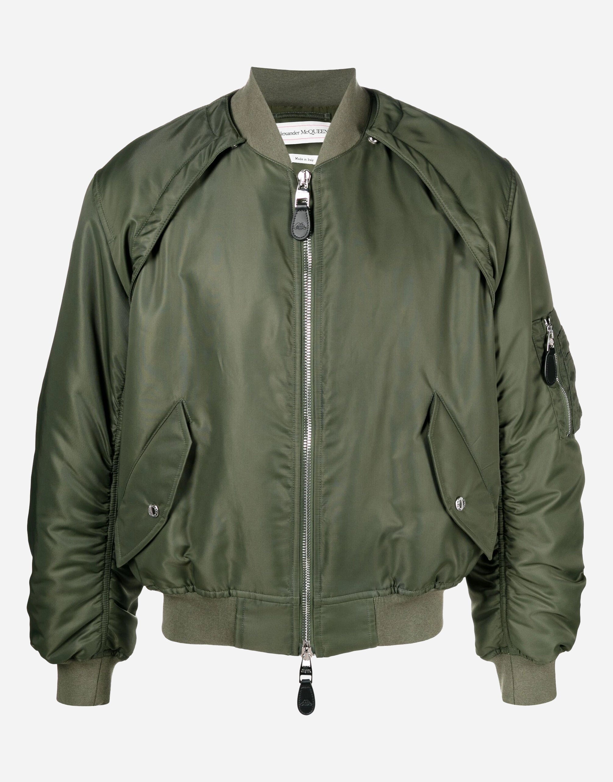 Alexander Mcqueen Detachable-Sleeve Ruched Bomber Jacket