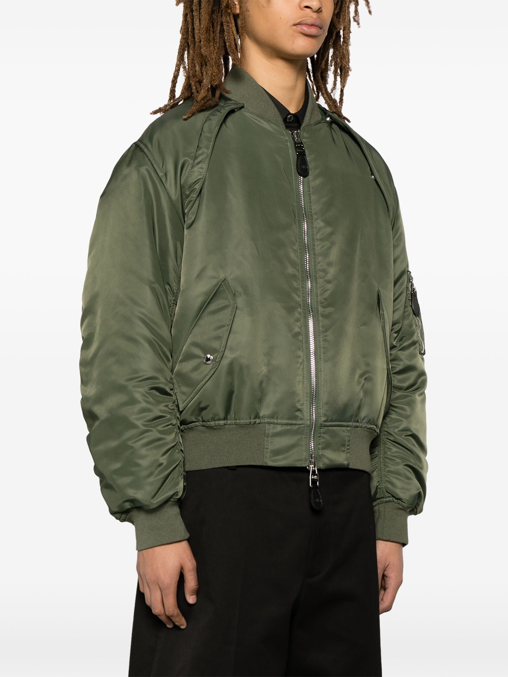 Alexander Mcqueen Detachable-Sleeve Ruched Bomber Jacket