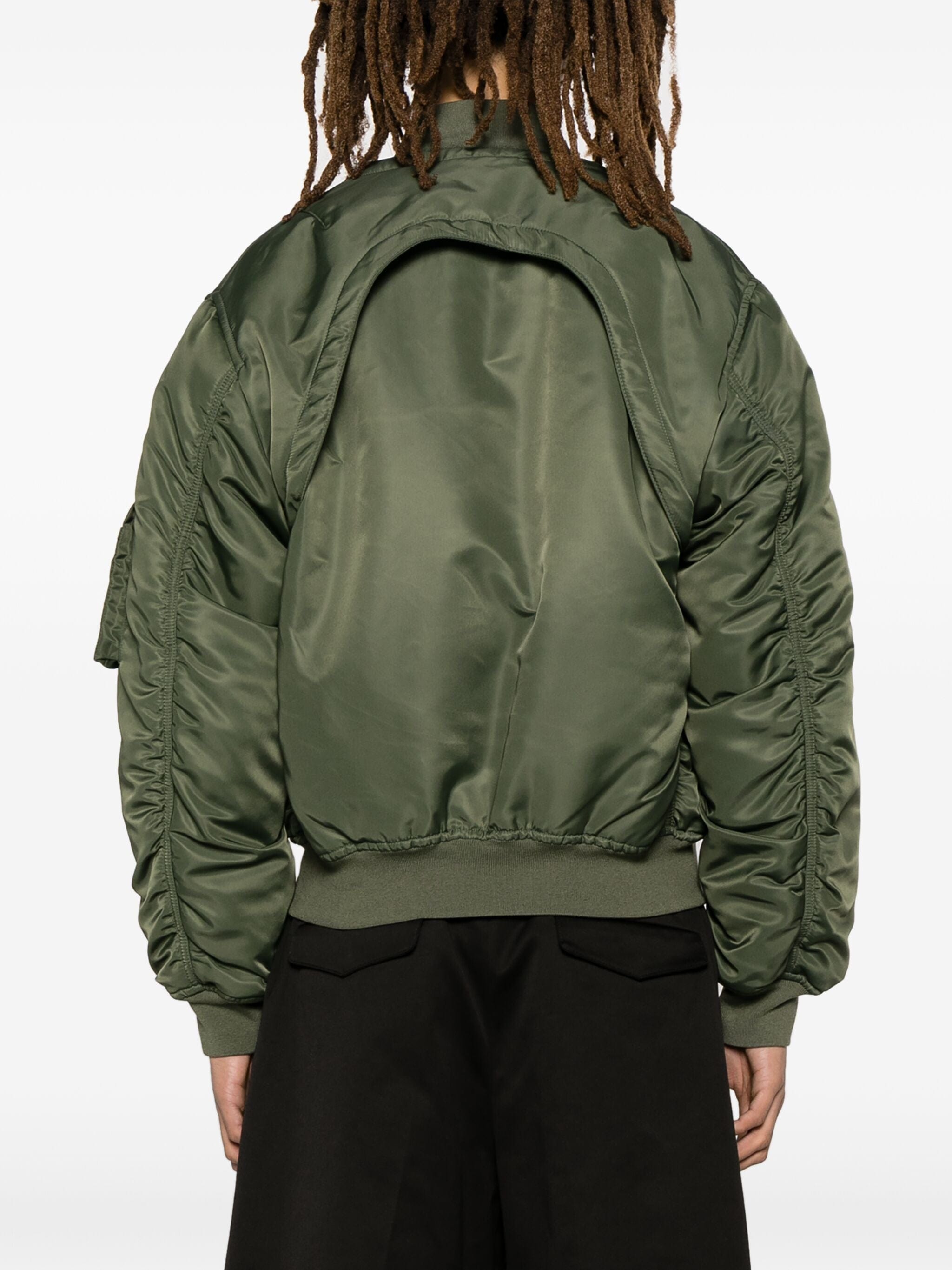 Alexander Mcqueen Detachable-Sleeve Ruched Bomber Jacket