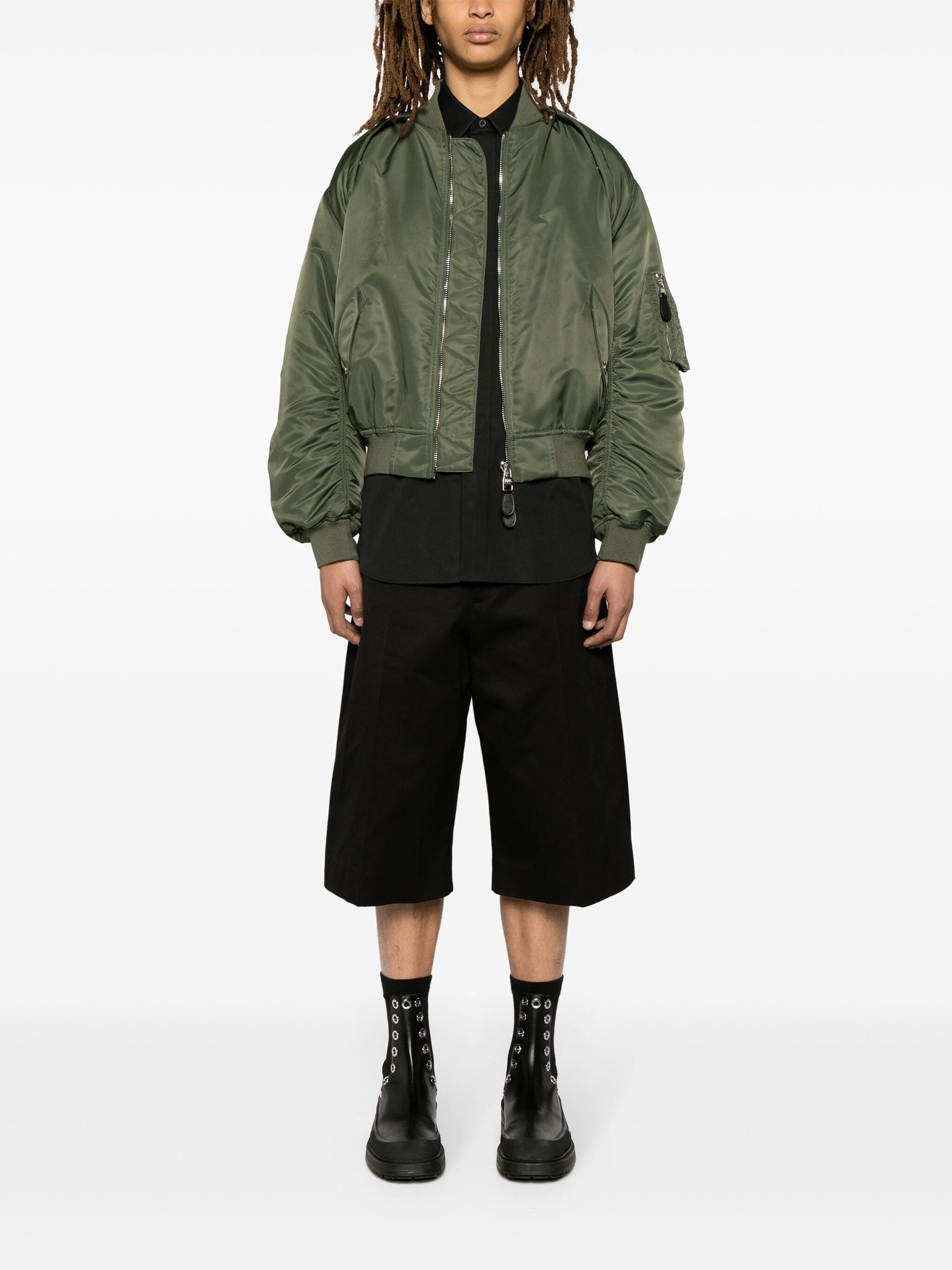 Alexander Mcqueen Detachable-Sleeve Ruched Bomber Jacket