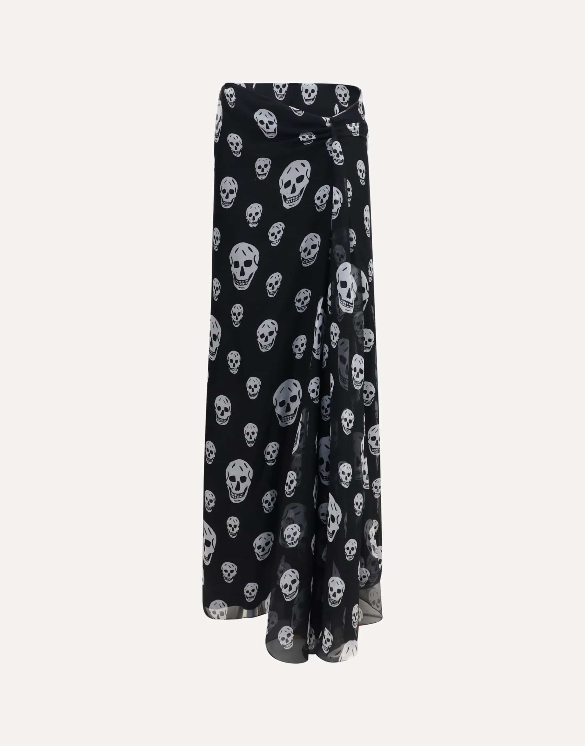 Alexander McQueen Draped Long Skull Skirt Maxi