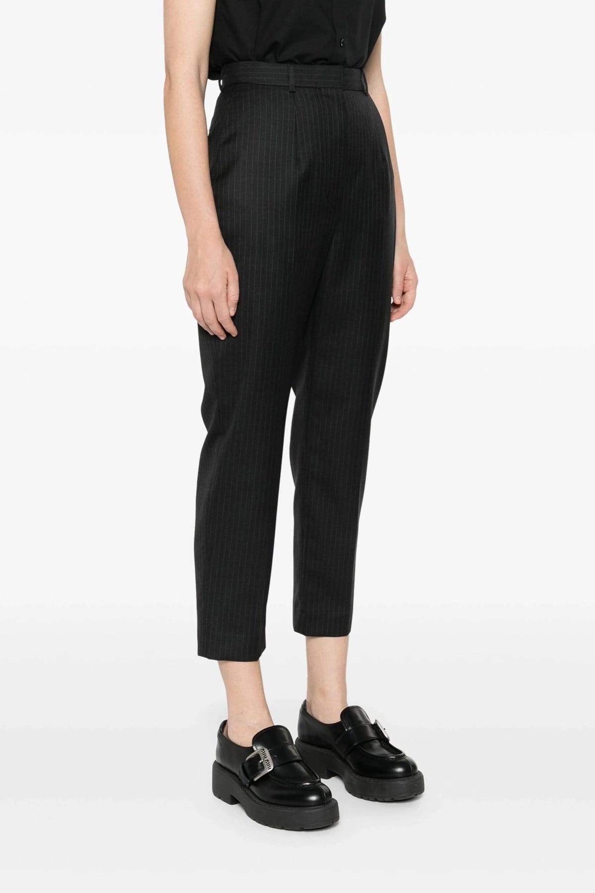 Alexander McQueen Alexander McQueen Gray Pinstripe Wool Pants