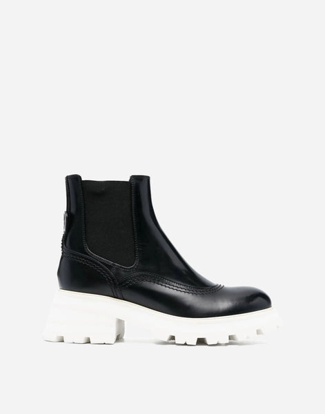 Alexander McQueen Botas de couro de couro rave | Sendegaro BR